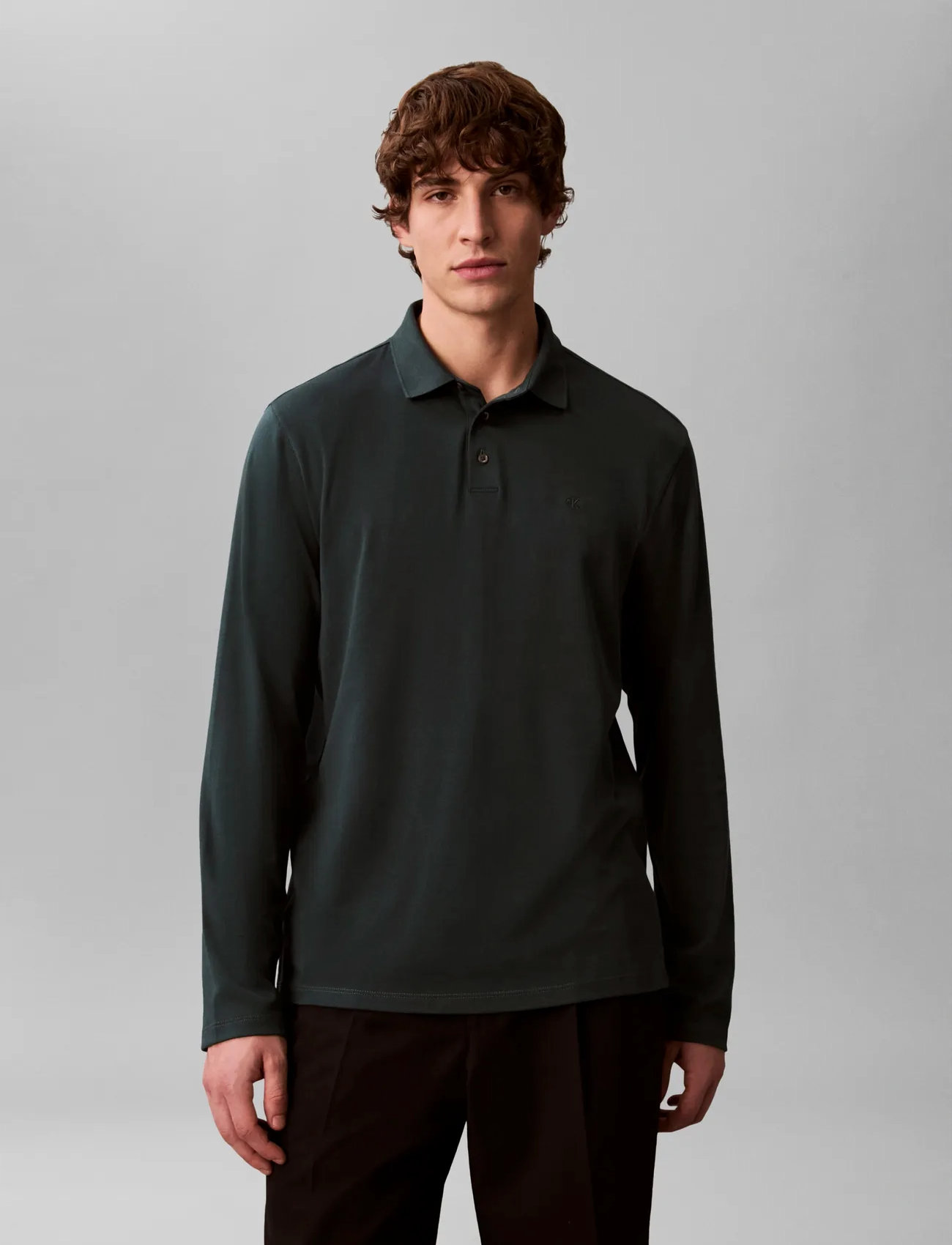Calvin Klein Ls Supima Cotton Solid Polo - Black - S 2