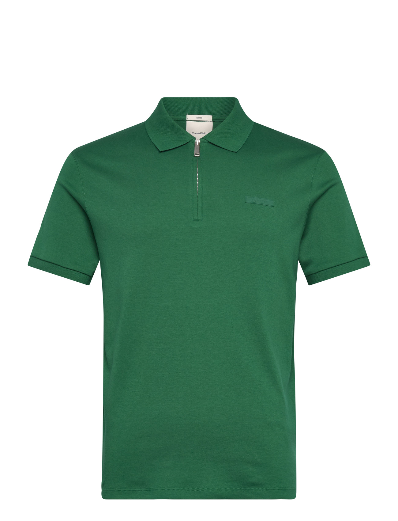 Calvin Klein Ss Slim Supima Zip Polo - Blue - S 2
