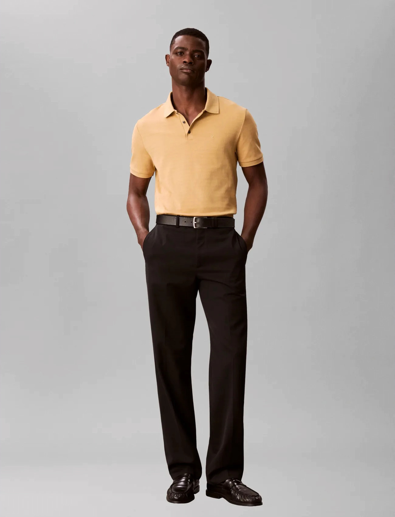 Calvin Klein Ss Tonal Stripe Polo - Black - S 1