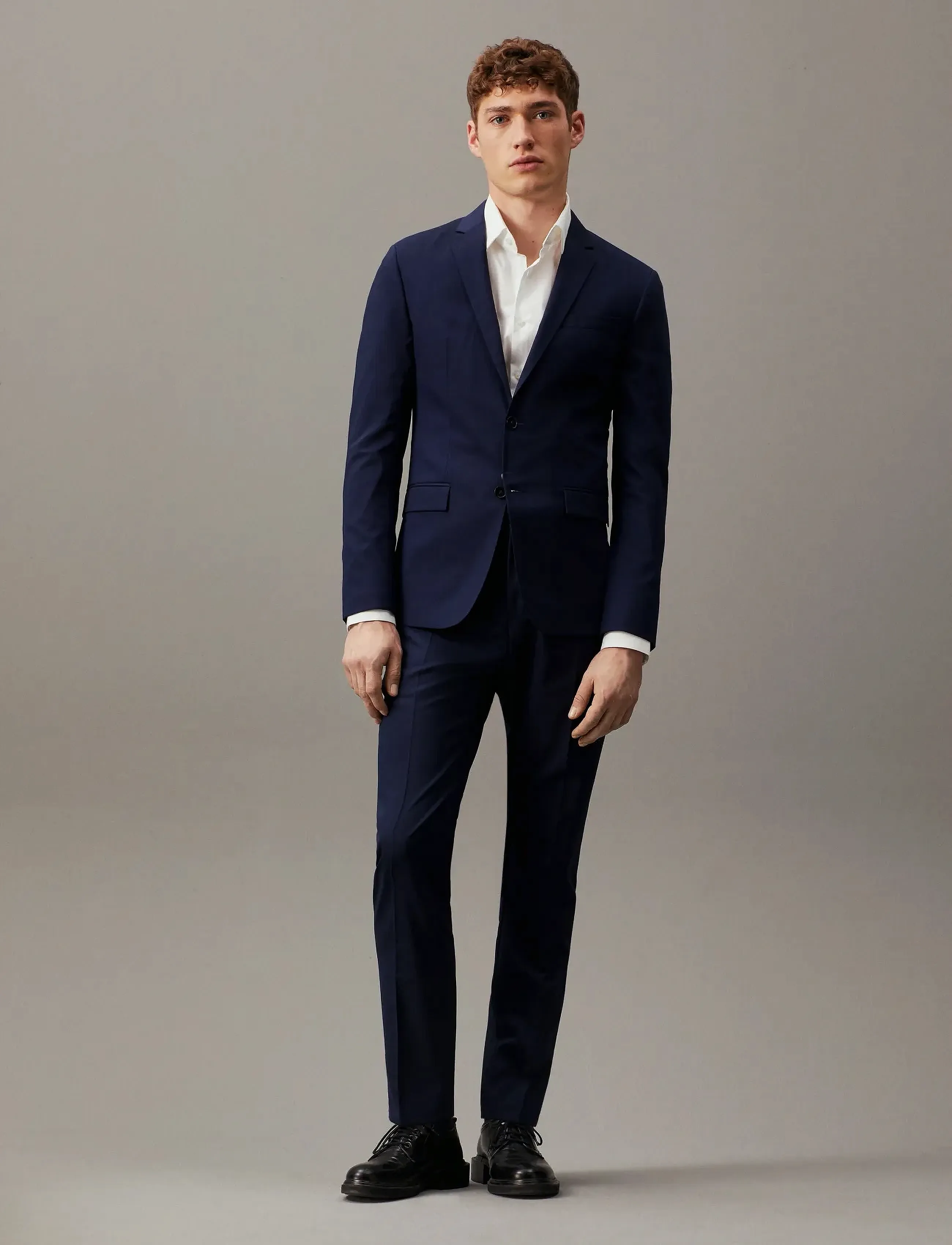 Calvin Klein Stretch Wool Slim Suit Blazer, Mænd, Slim Fit Habitjakke, Navy, Str: 46