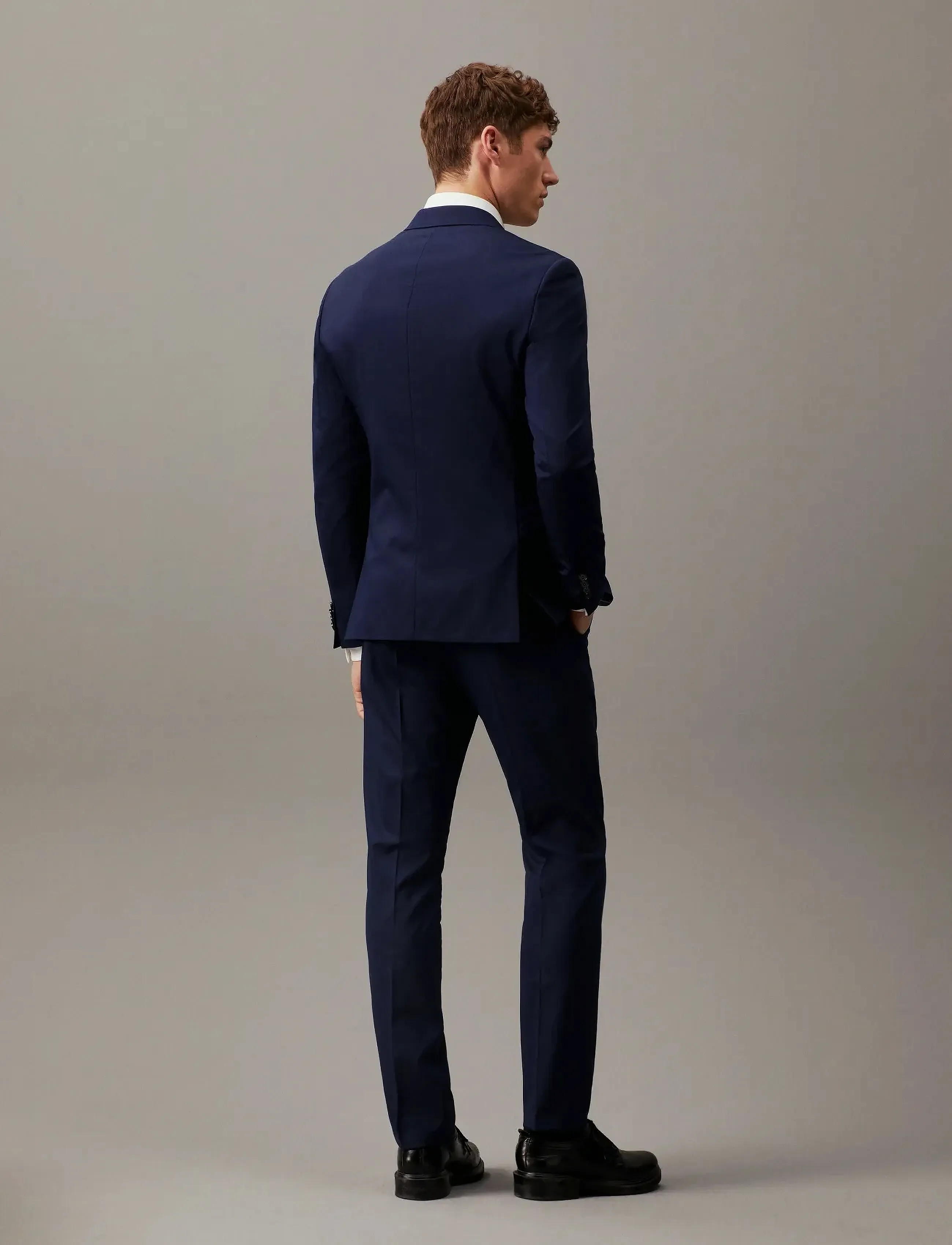 Calvin Klein - STRETCH WOOL SLIM SUIT BLAZER - Ühe rinnatisega pintsakud - ink blue - 3