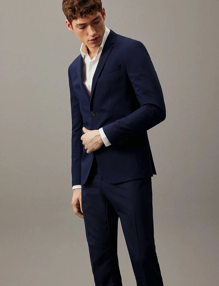 Calvin Klein - STRETCH WOOL SLIM SUIT BLAZER - Ühe rinnatisega pintsakud - ink blue - 4