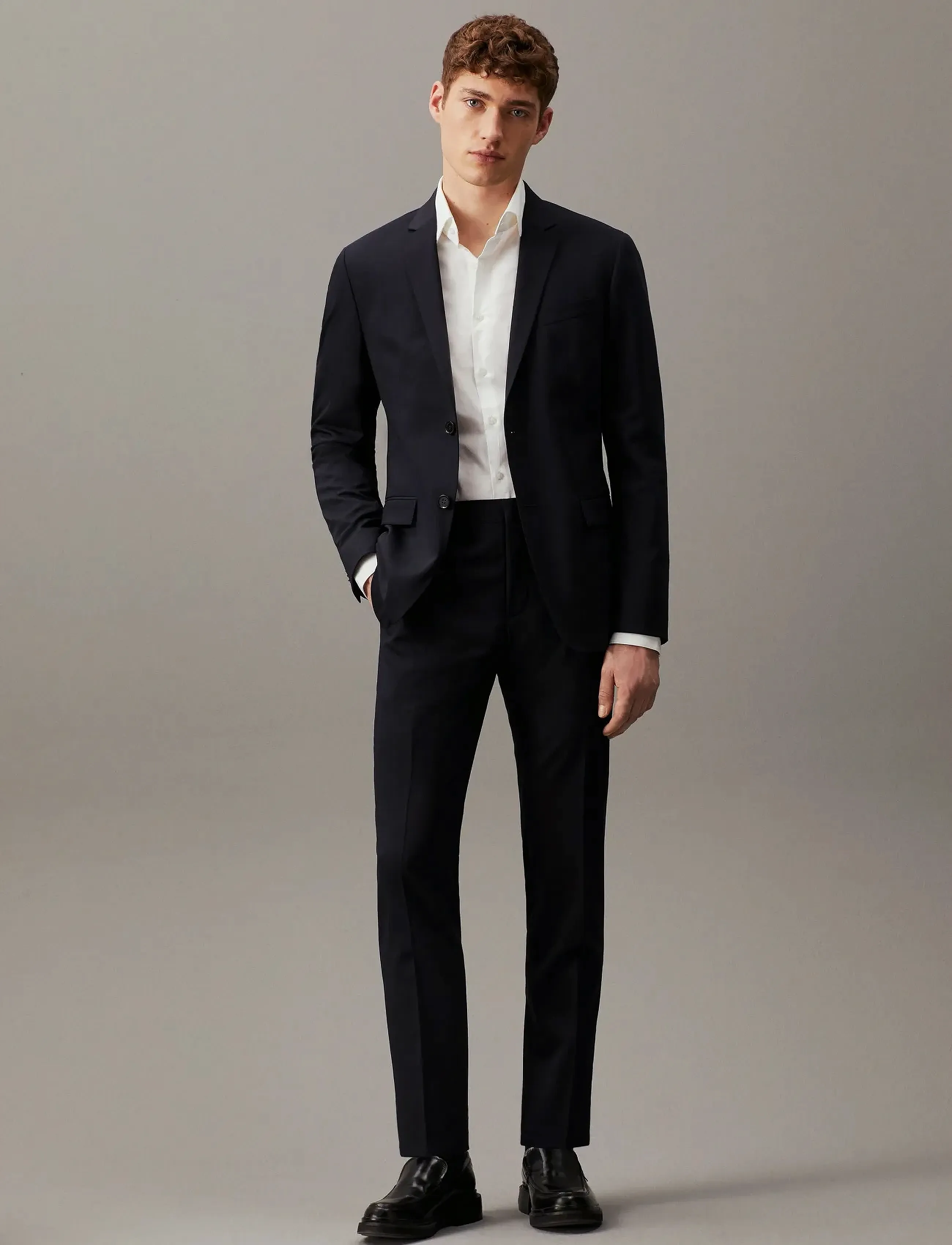Calvin Klein - STRETCH WOOL SLIM SUIT BLAZER - Ühe rinnatisega pintsakud - midnight navy - 4