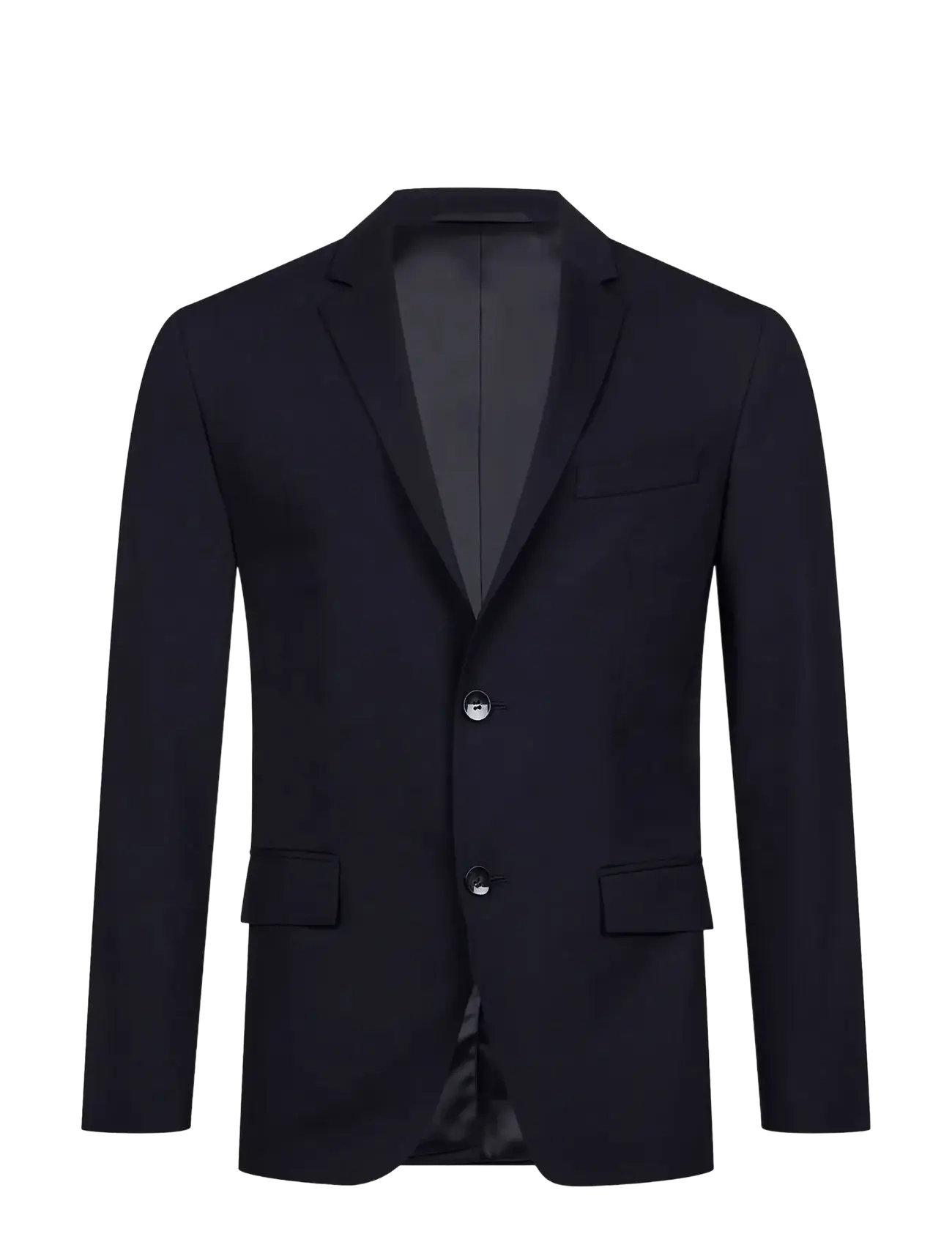 STRETCH WOOL SLIM SUIT BLAZER - PERFECT BLACK