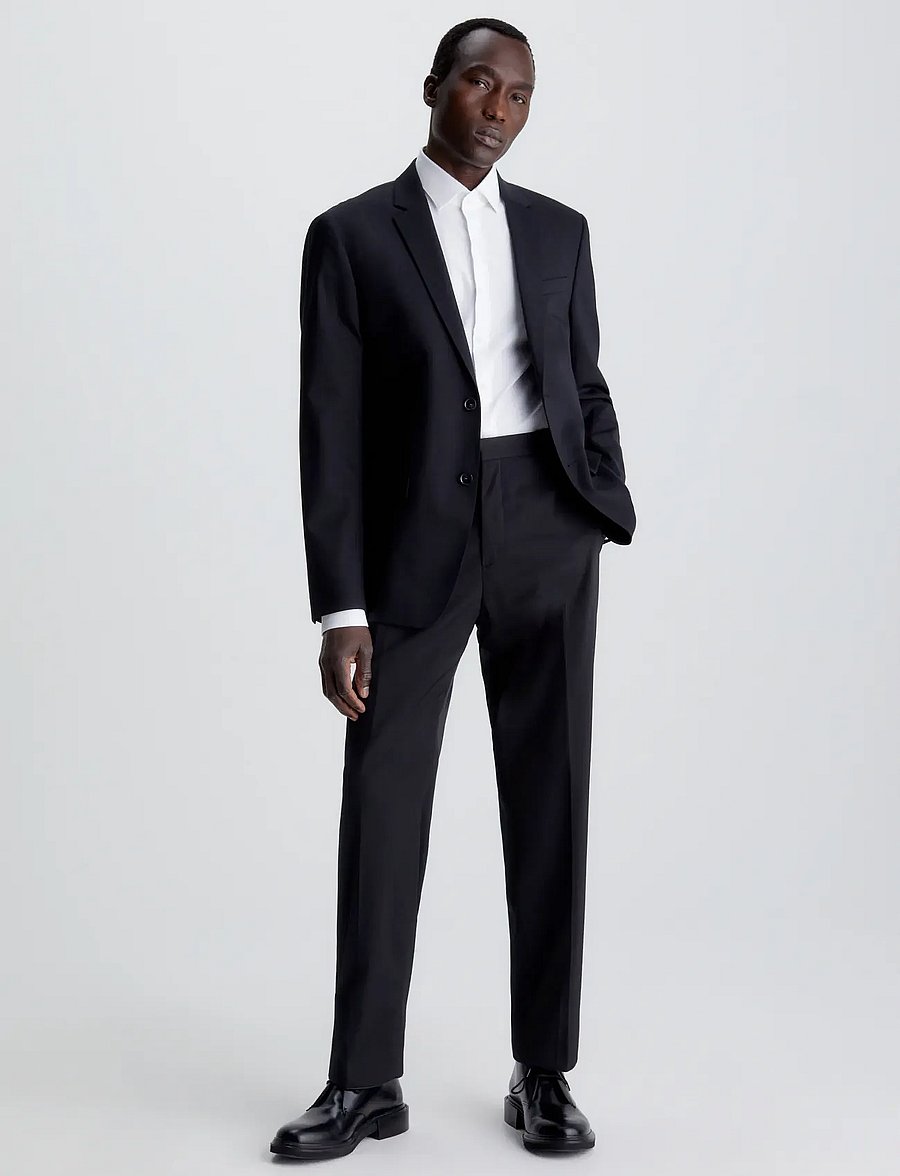 Calvin Klein - STRETCH WOOL SLIM SUIT BLAZER - enkeltkneppede blazere - perfect black - 3