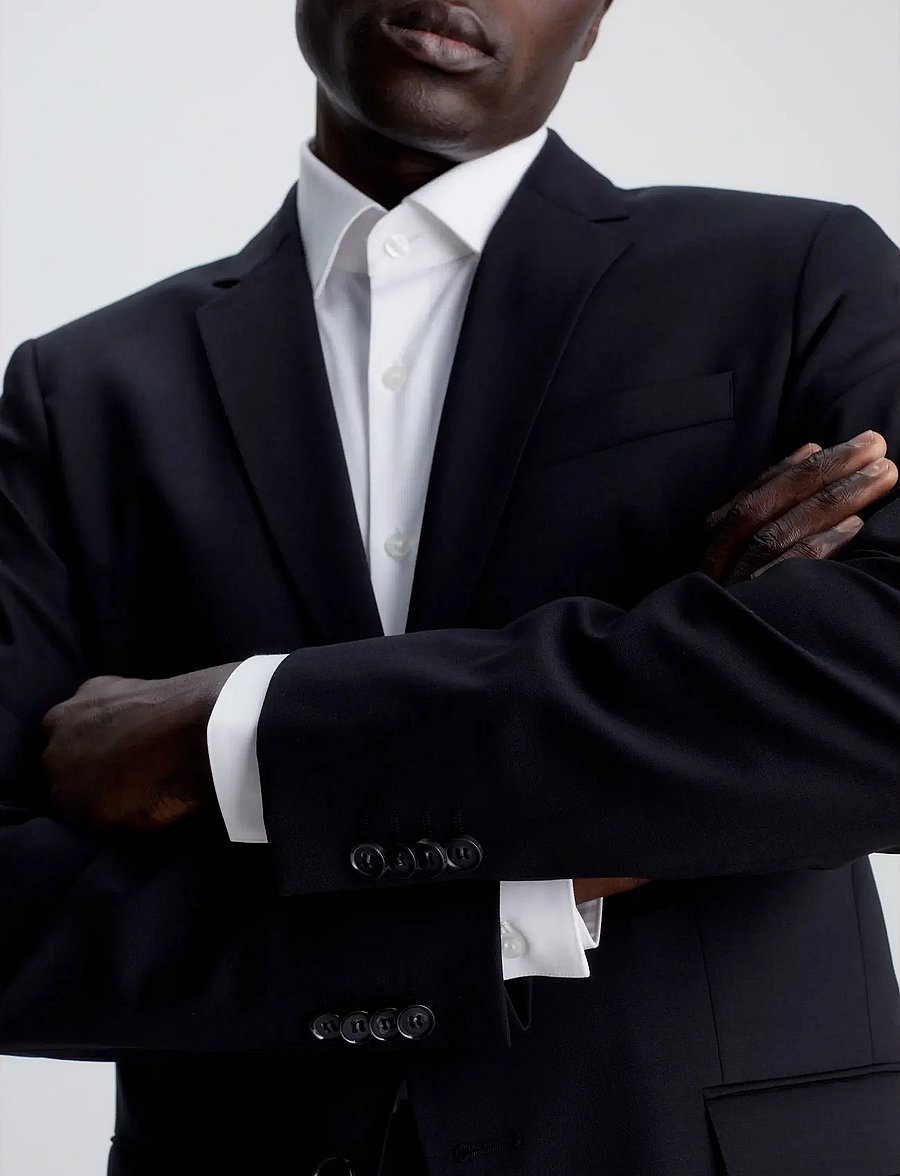 Calvin Klein - STRETCH WOOL SLIM SUIT BLAZER - enkeltkneppede blazere - perfect black - 4