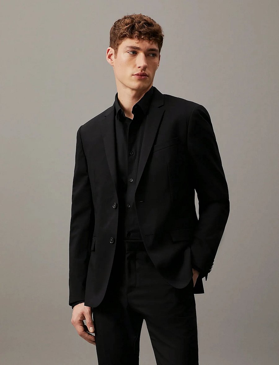 Calvin Klein - STRETCH WOOL SLIM SUIT BLAZER - enkeltkneppede blazere - perfect black - 5