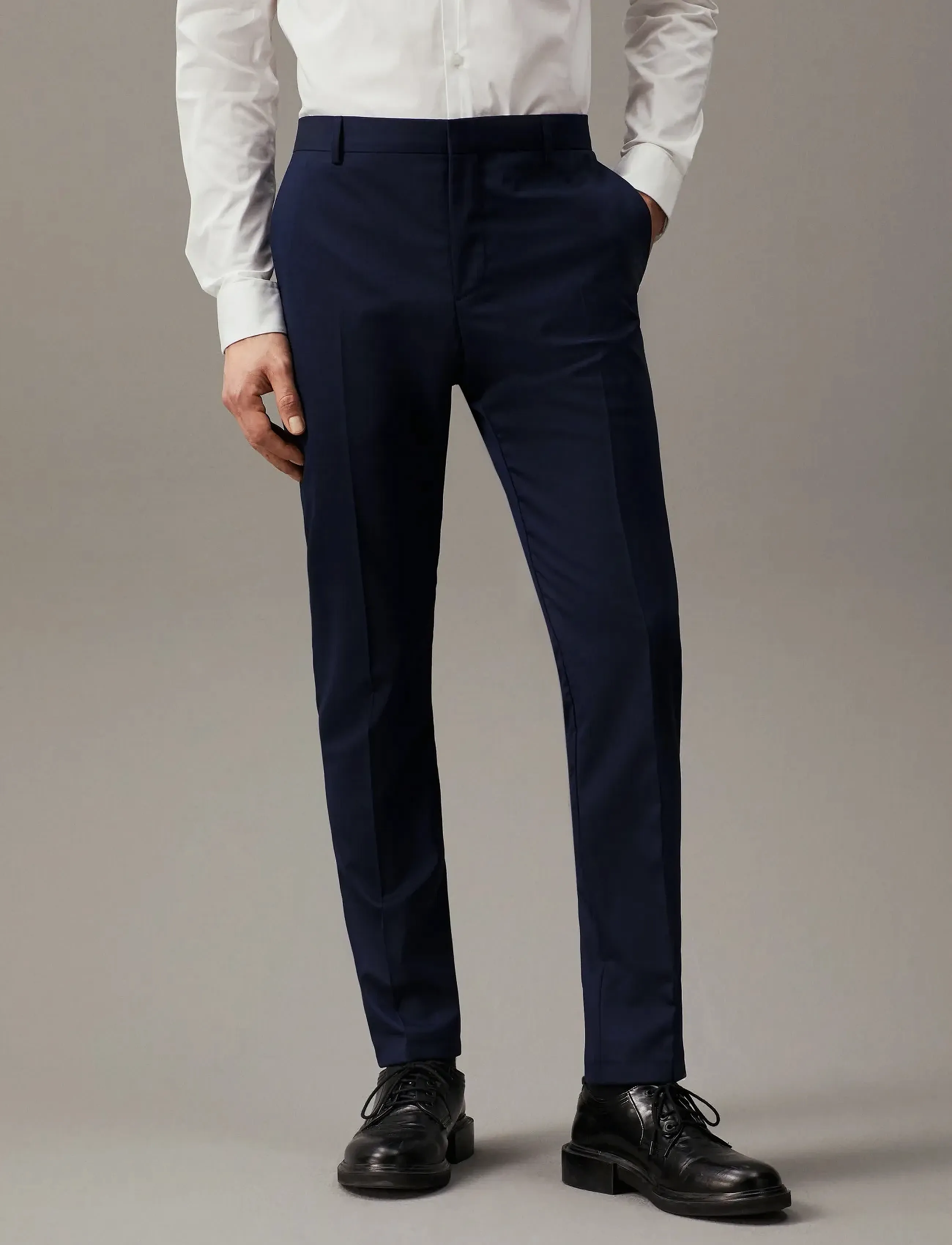 Calvin Klein Stretch Wool Slim Suit Pant, Mænd, Slim Fit Habitbukser, Navy, Str: 46