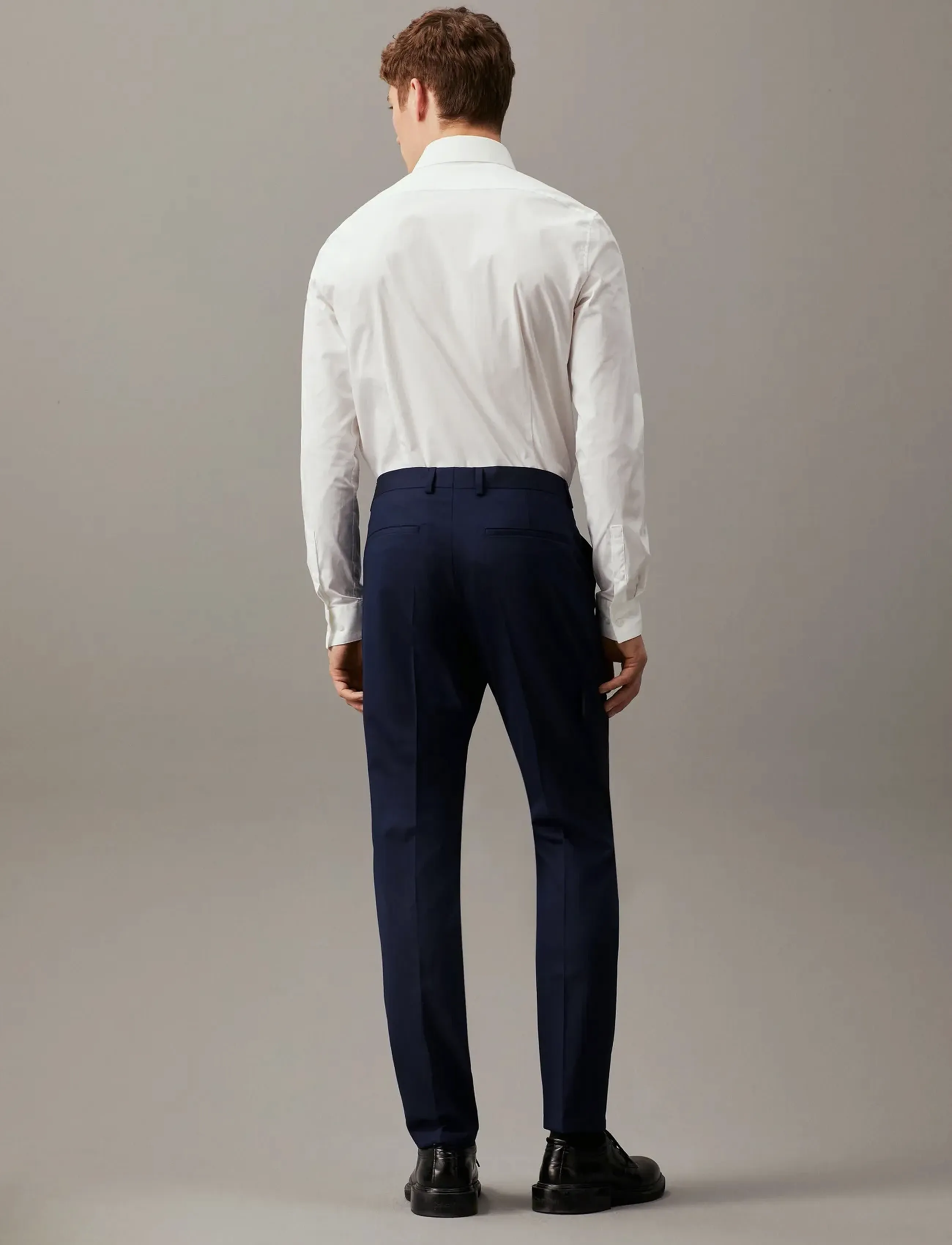 Calvin Klein - STRETCH WOOL SLIM SUIT PANT - pidulikud püksid - ink blue - 3