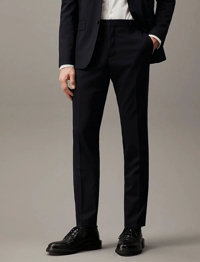 Calvin Klein - STRETCH WOOL SLIM SU - kostiuminės kelnės - midnight navy - 0