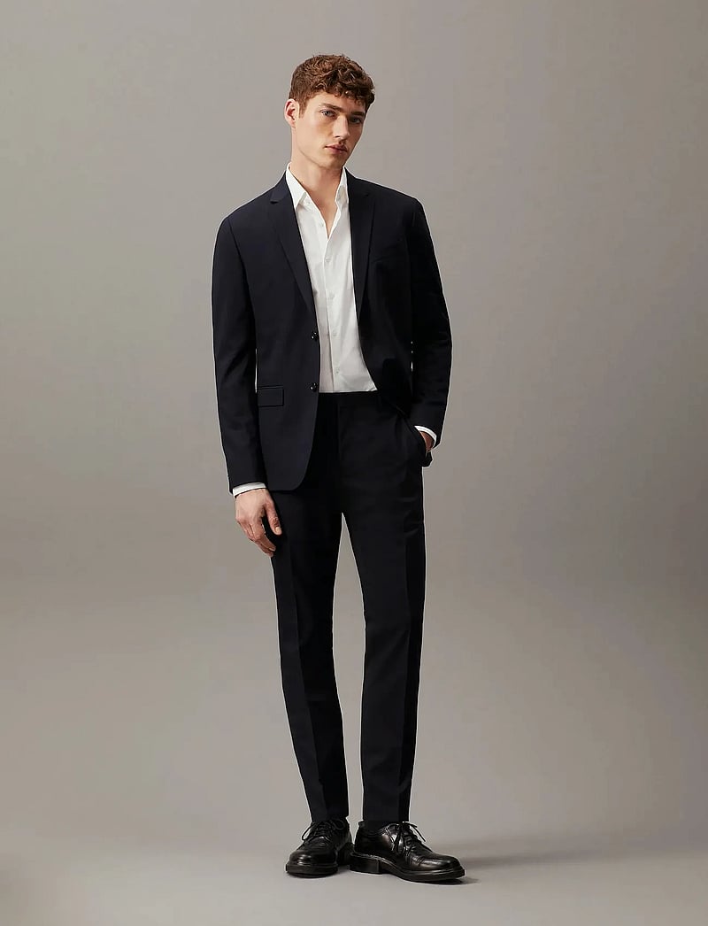 Calvin Klein - STRETCH WOOL SLIM SU - kostiuminės kelnės - midnight navy - 4