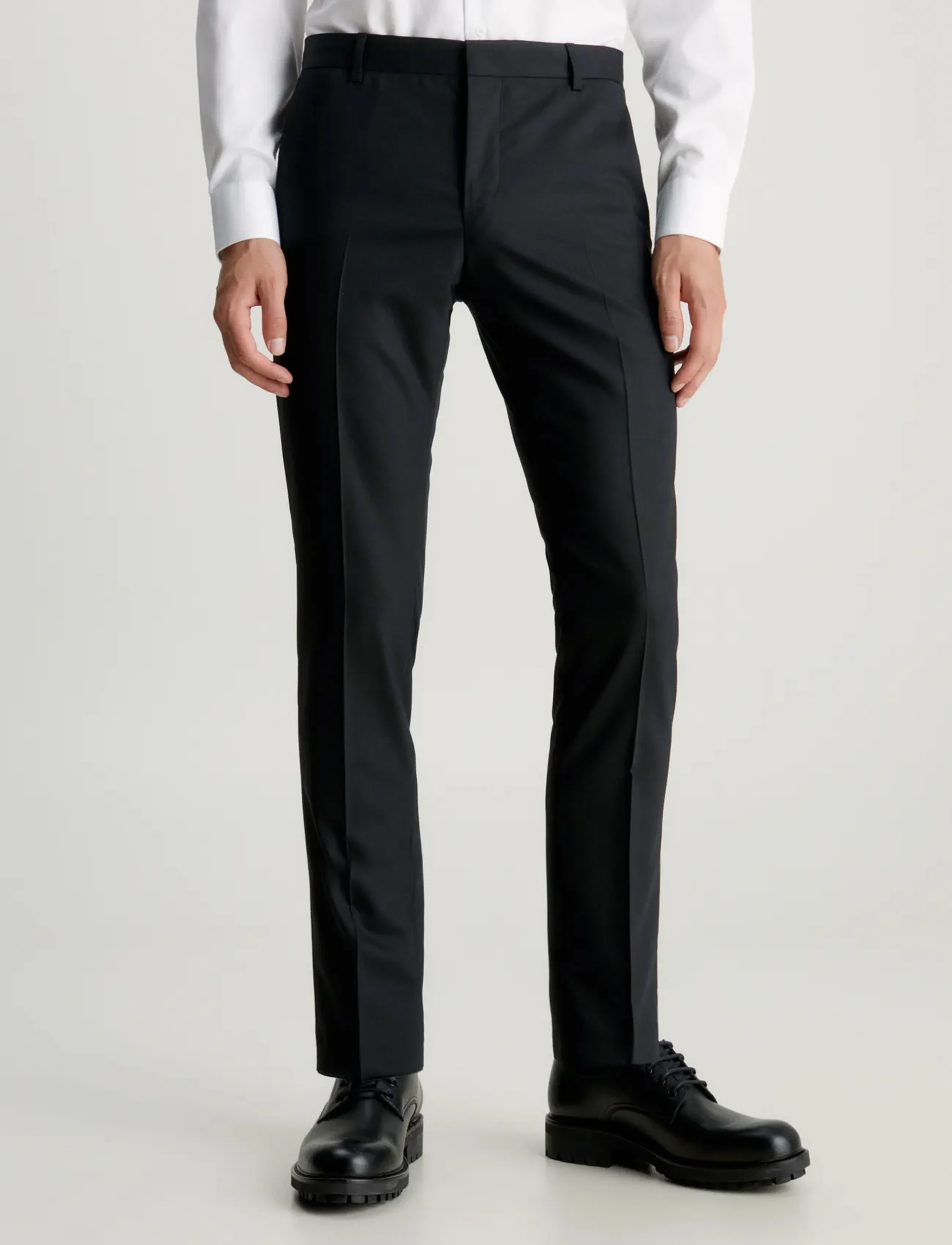 Calvin Klein Stretch Wool Slim Suit Pant, Mænd, Slim Fit Habitbukser, Sort, Str: 54