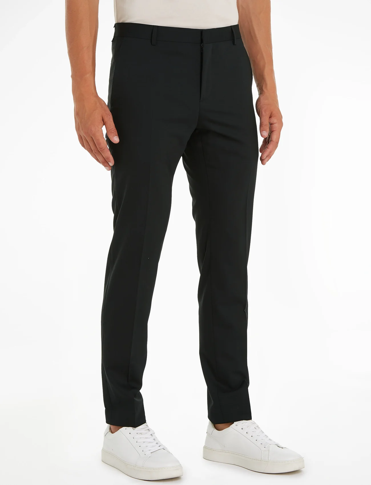 Calvin Klein - STRETCH WOOL SLIM SUIT PANT - od garnituru - perfect black - 0
