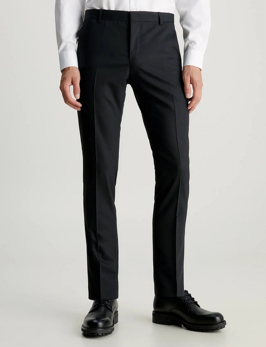 Calvin Klein - STRETCH WOOL SLIM SUIT PANT - suit trousers - perfect black - 0