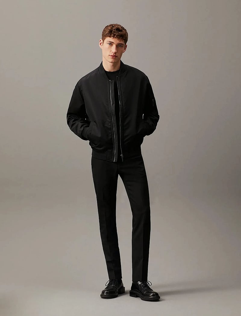 Calvin Klein - STRETCH WOOL SLIM SU - puvunhousut - perfect black - 5