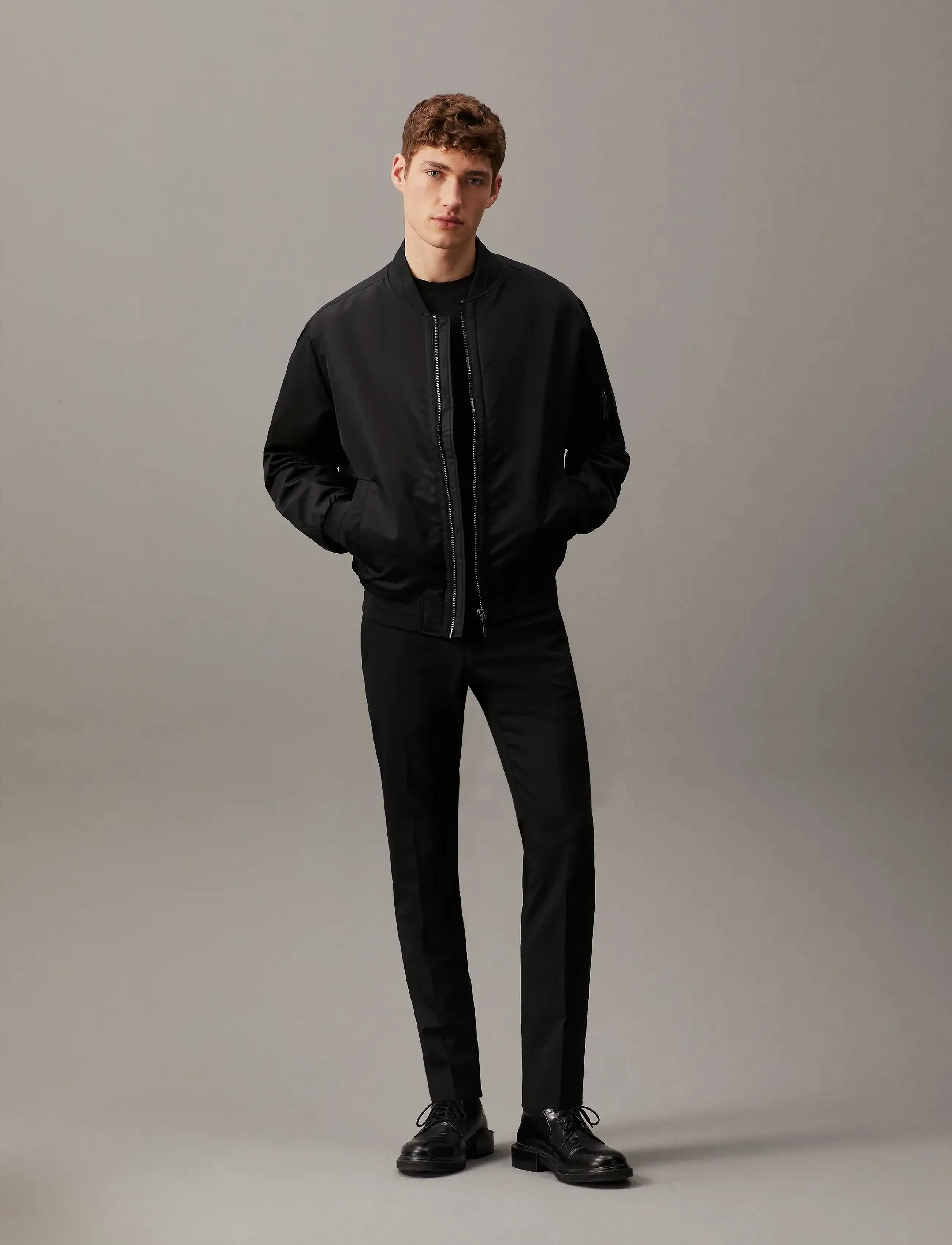 Calvin Klein - STRETCH WOOL SLIM SUIT PANT - dressbukser - perfect black - 5