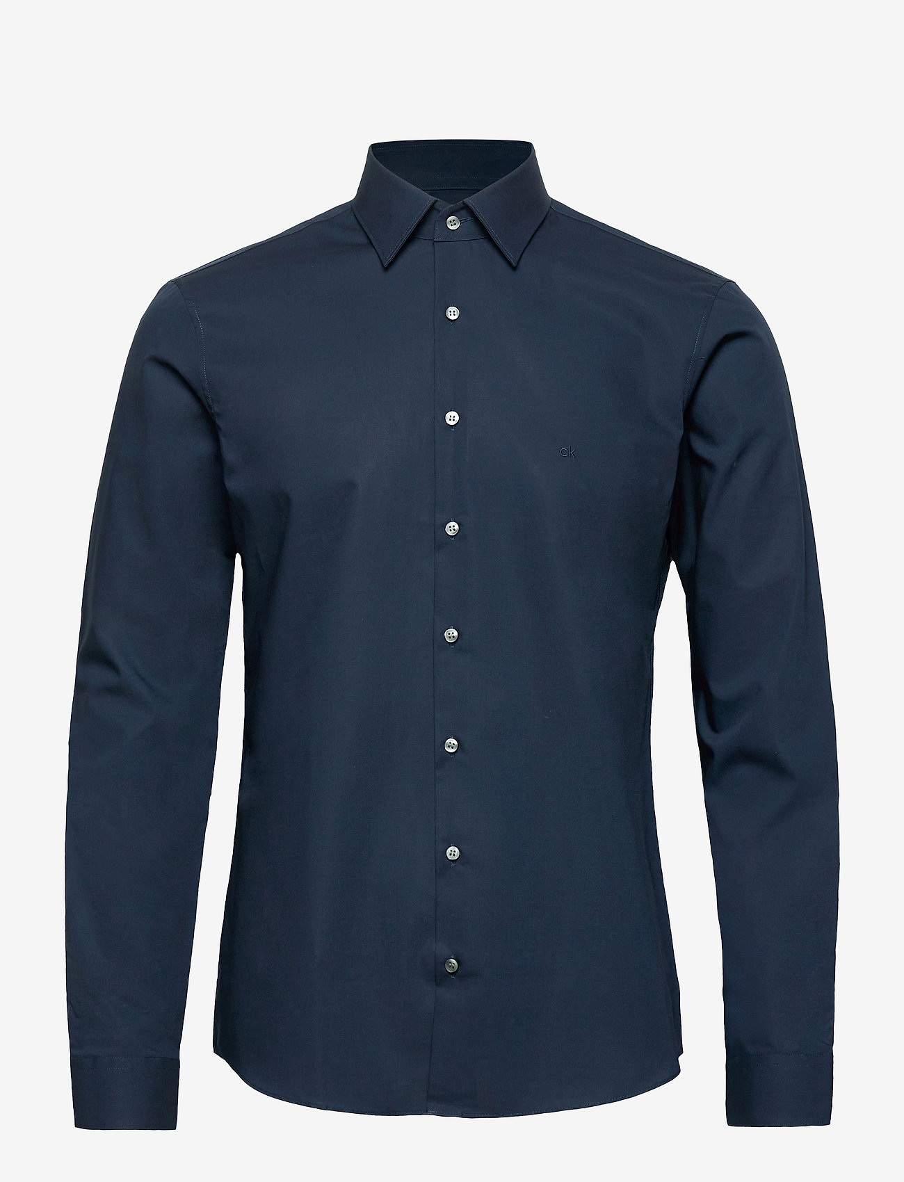 Calvin Klein - 2PLY POPLIN STRETCH SLIM SHIRT - df midnight blue - 0
