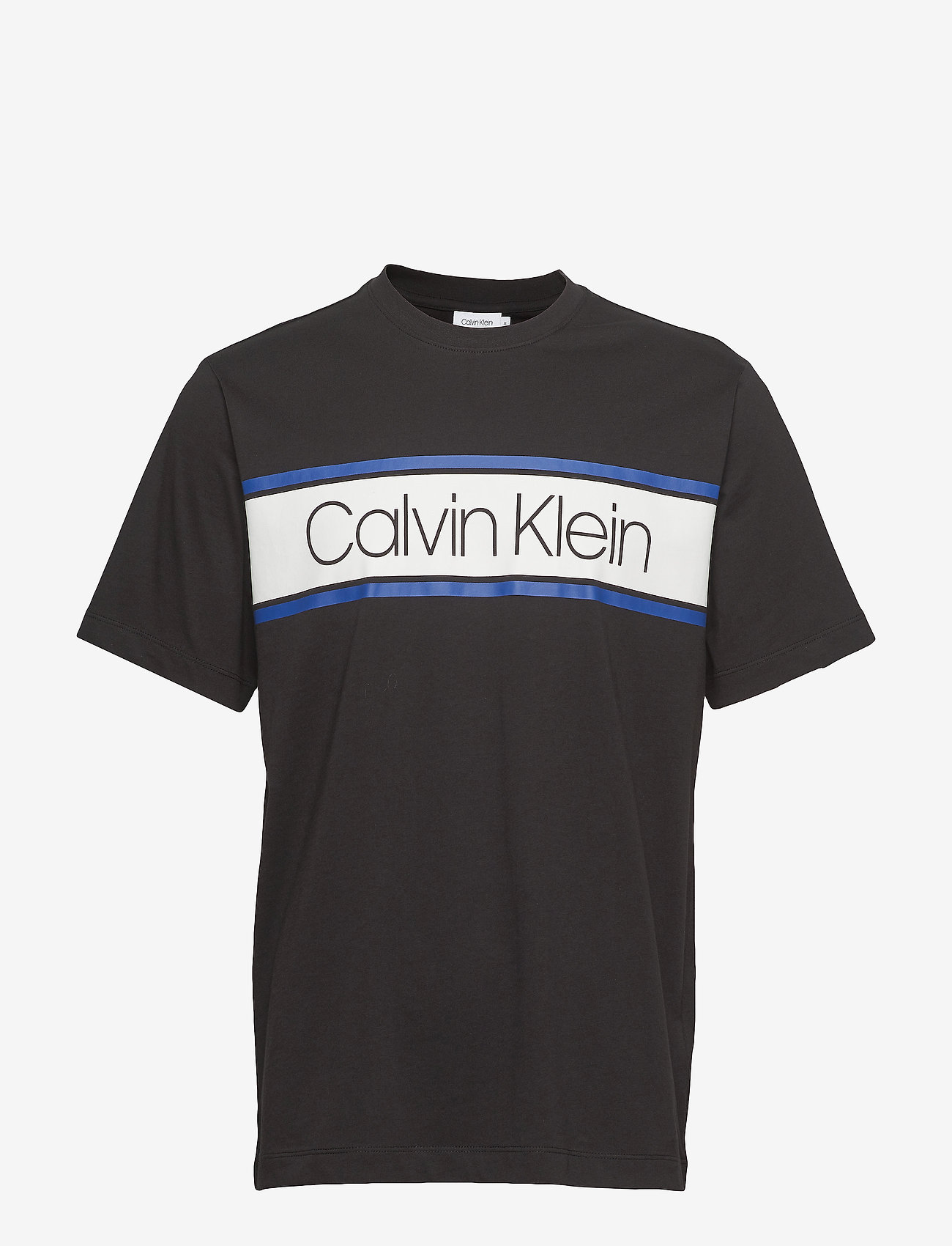 TEXT STRIPE LOGO T-S - CALVIN BLACK