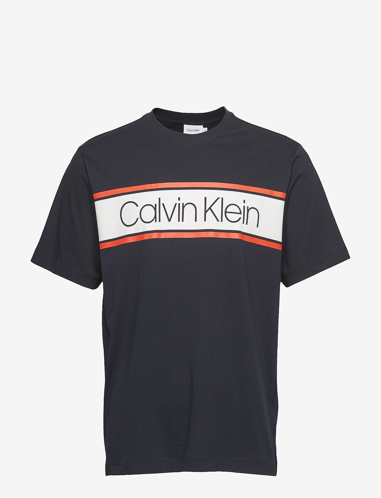 TEXT STRIPE LOGO T-S - CALVIN NAVY
