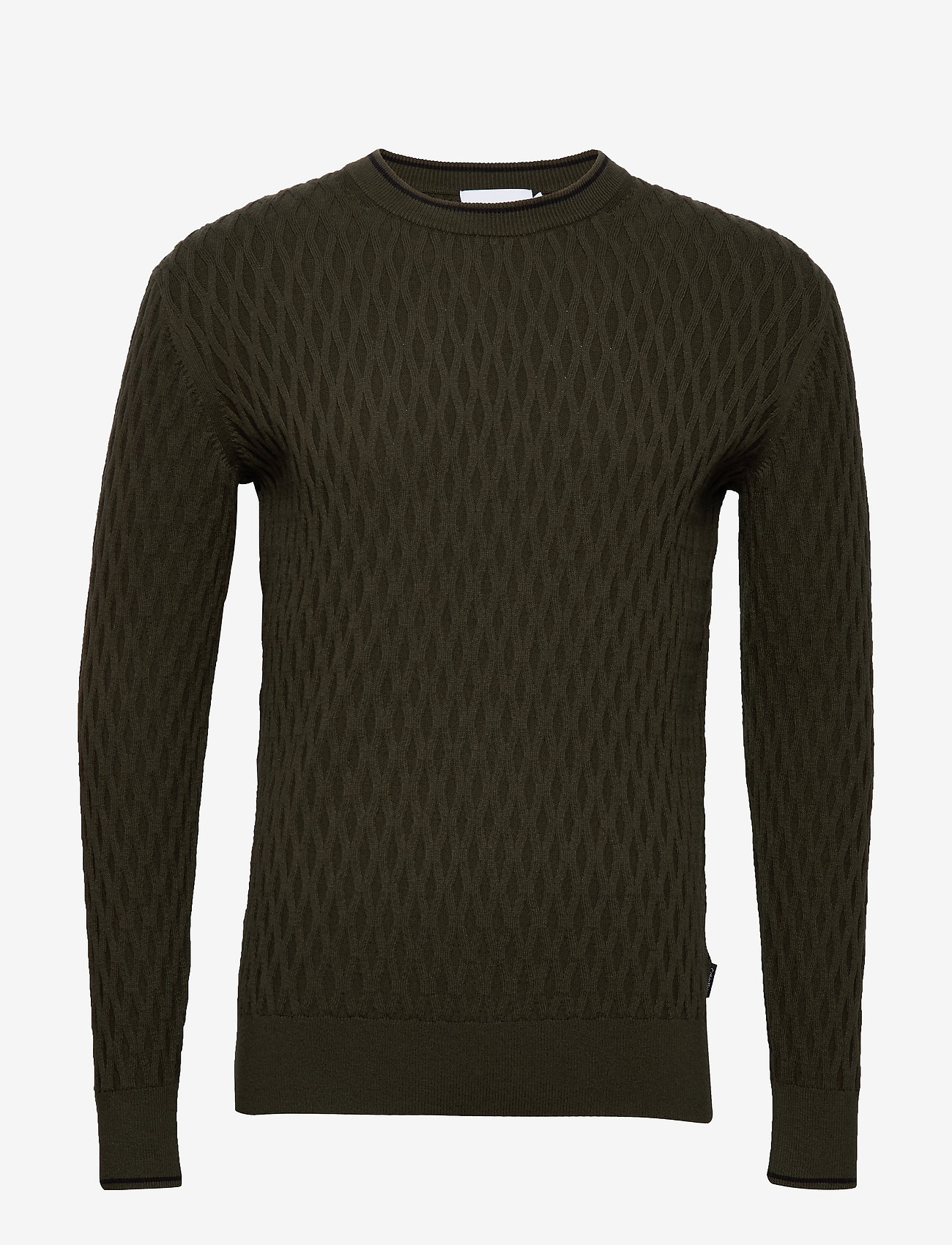 COTTON BLEND STRUCTURE SWEATER - DARK OLIVE