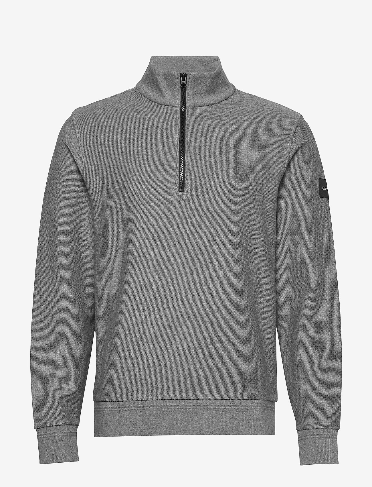 TONAL REVERSE HALF ZIP MOCK NECK - MID GREY HEATHER