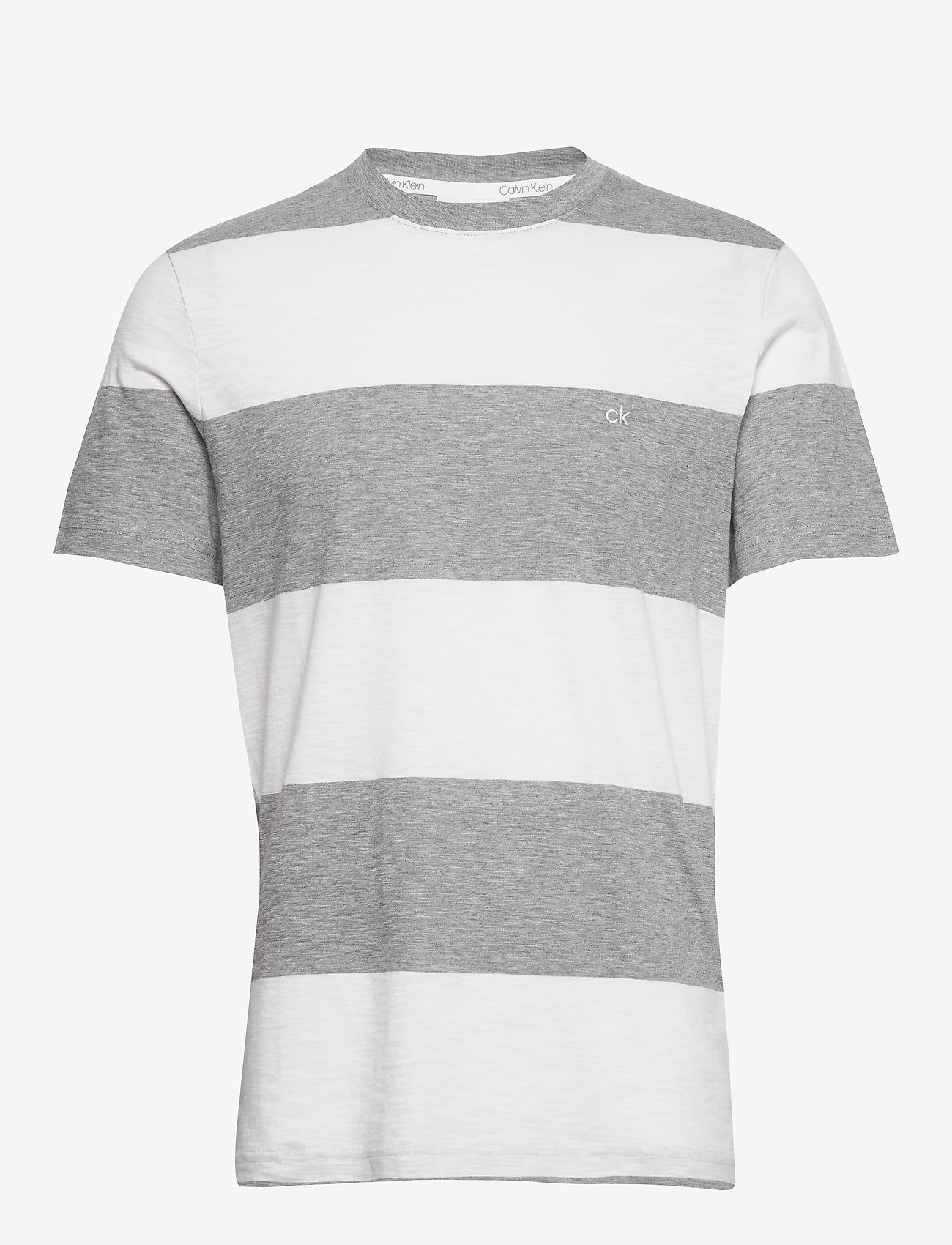 Calvin Klein - BLOCK STRIPE T-SHIRT - stripe - grey / white - 0