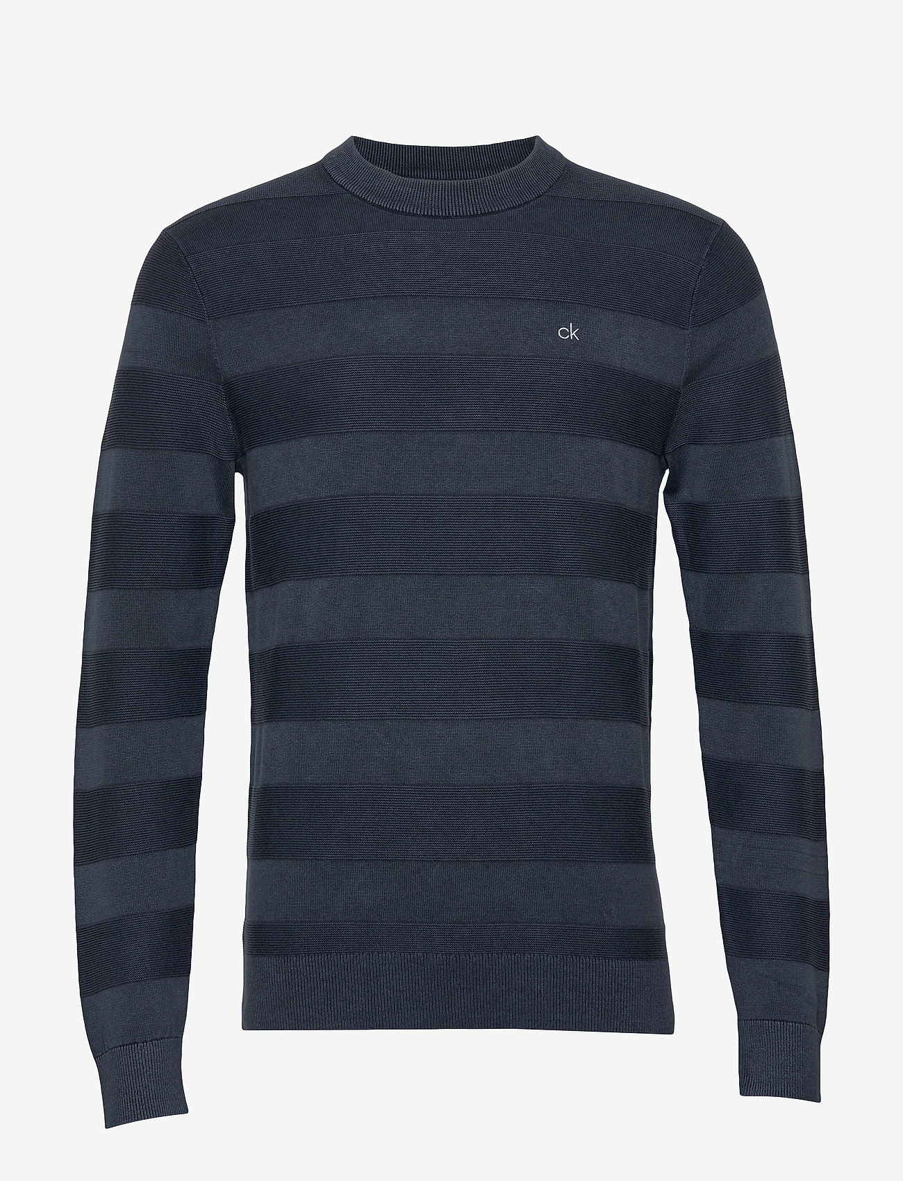 GMD TEXTURE STRIPE C-NK SWEATER - CALVIN NAVY