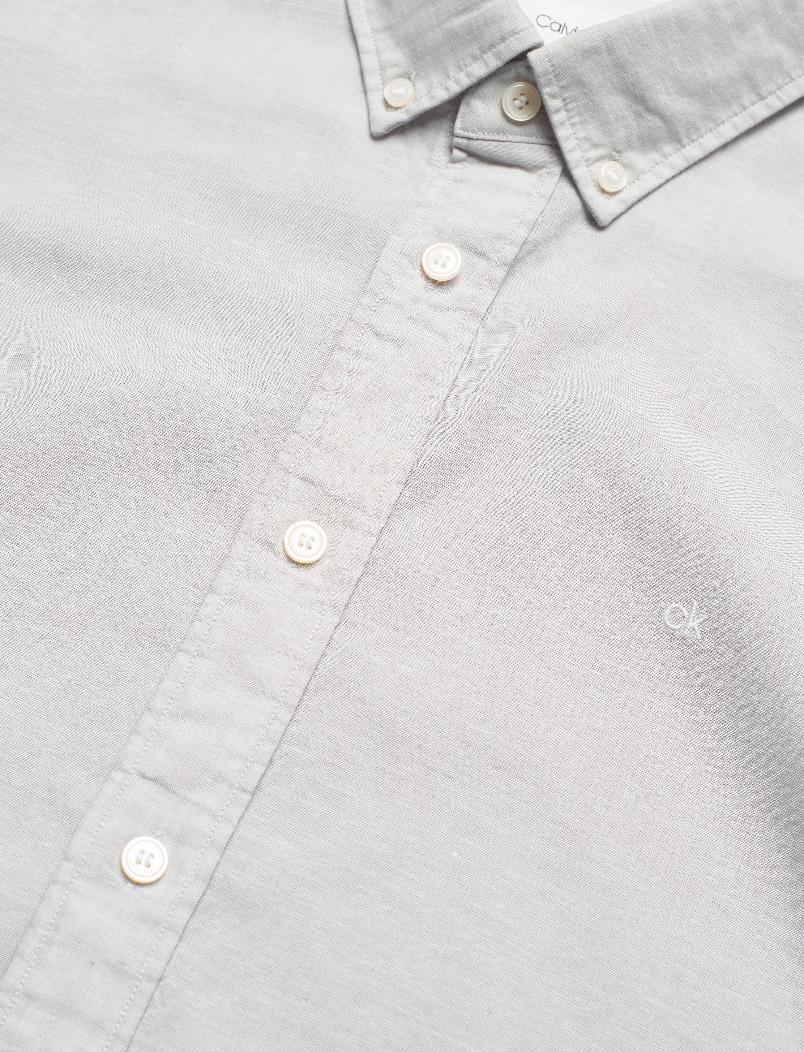 Calvin Klein - BUTTON DOWN COTTON LINEN SHIRT - alloy - 2