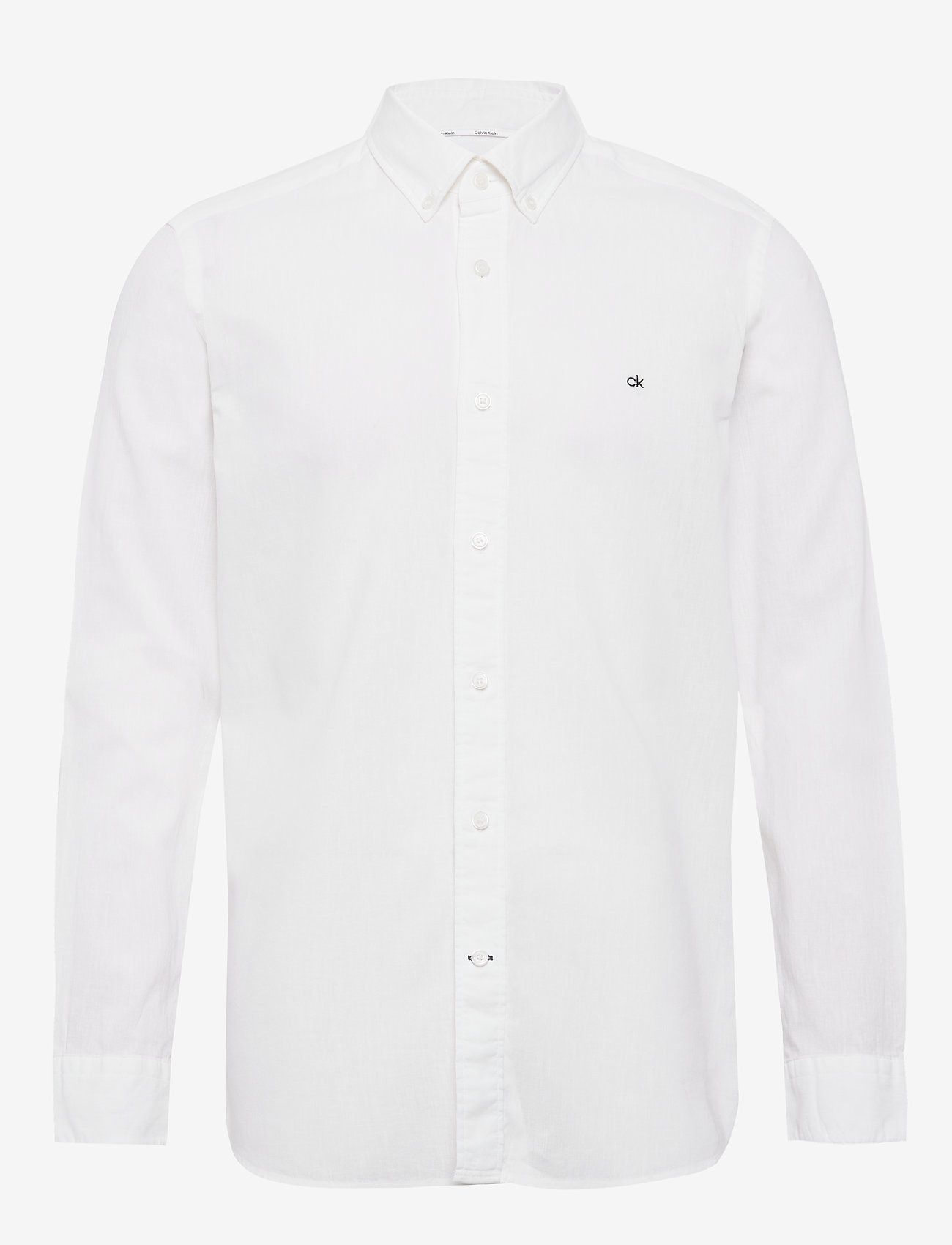 BUTTON DOWN COTTON LINEN SHIRT - CALVIN WHITE