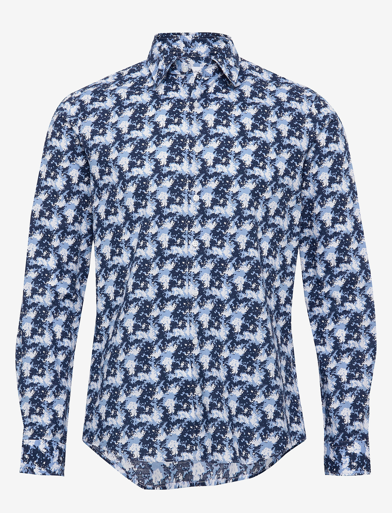 WASHED CAMO PRINTED SLIM SHIRT - BLUE