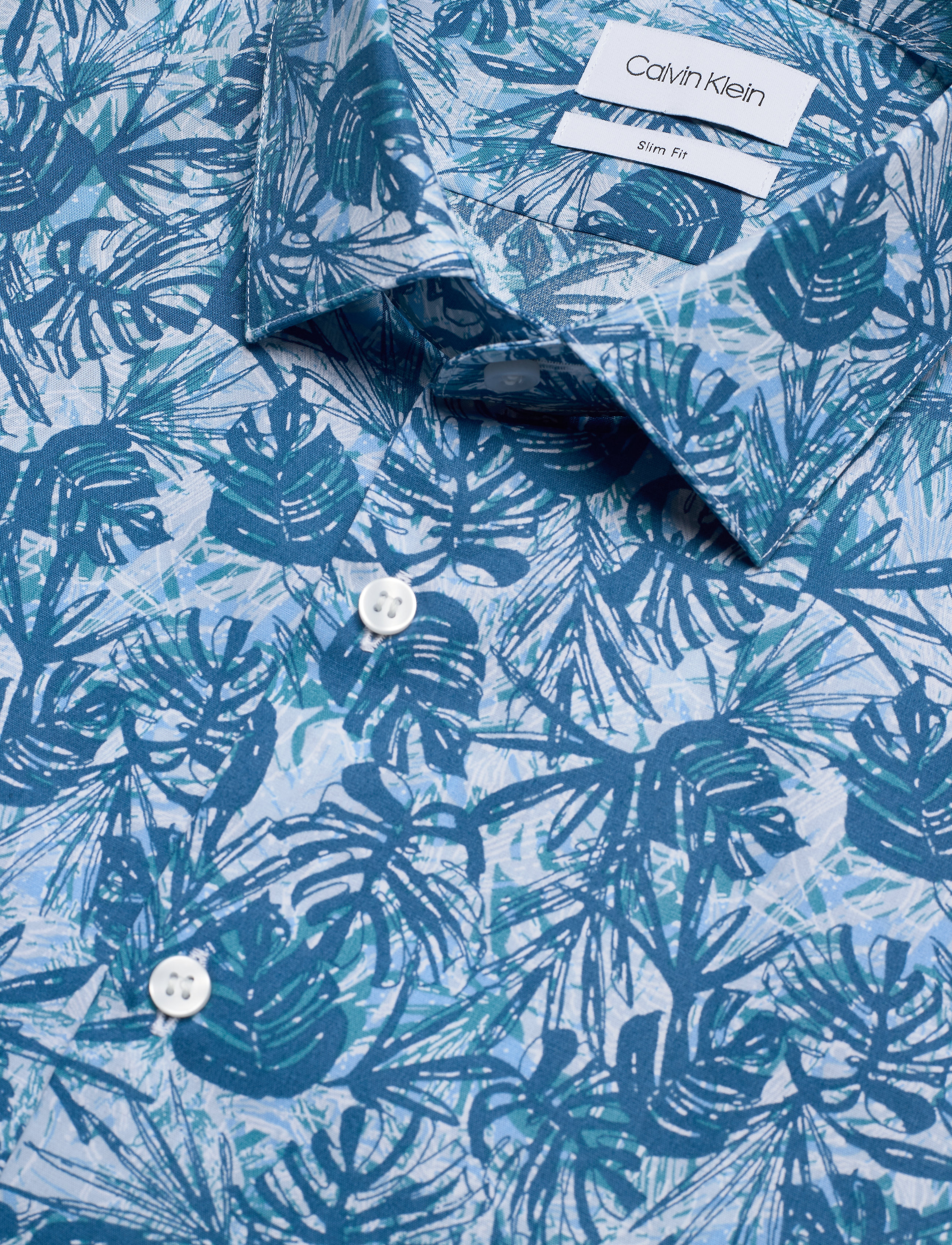 Calvin Klein - PALM PRINT S/S SLIM - blue - 2