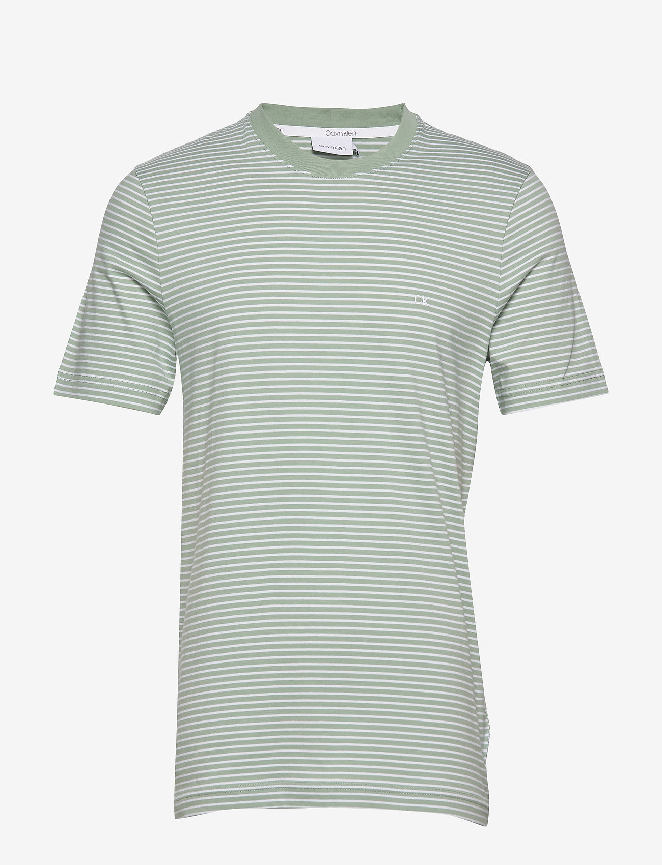 SMALL STRIPES CHEST LOGO T-SHIRT - STRIPE - GRANITE GREEN / WHITE