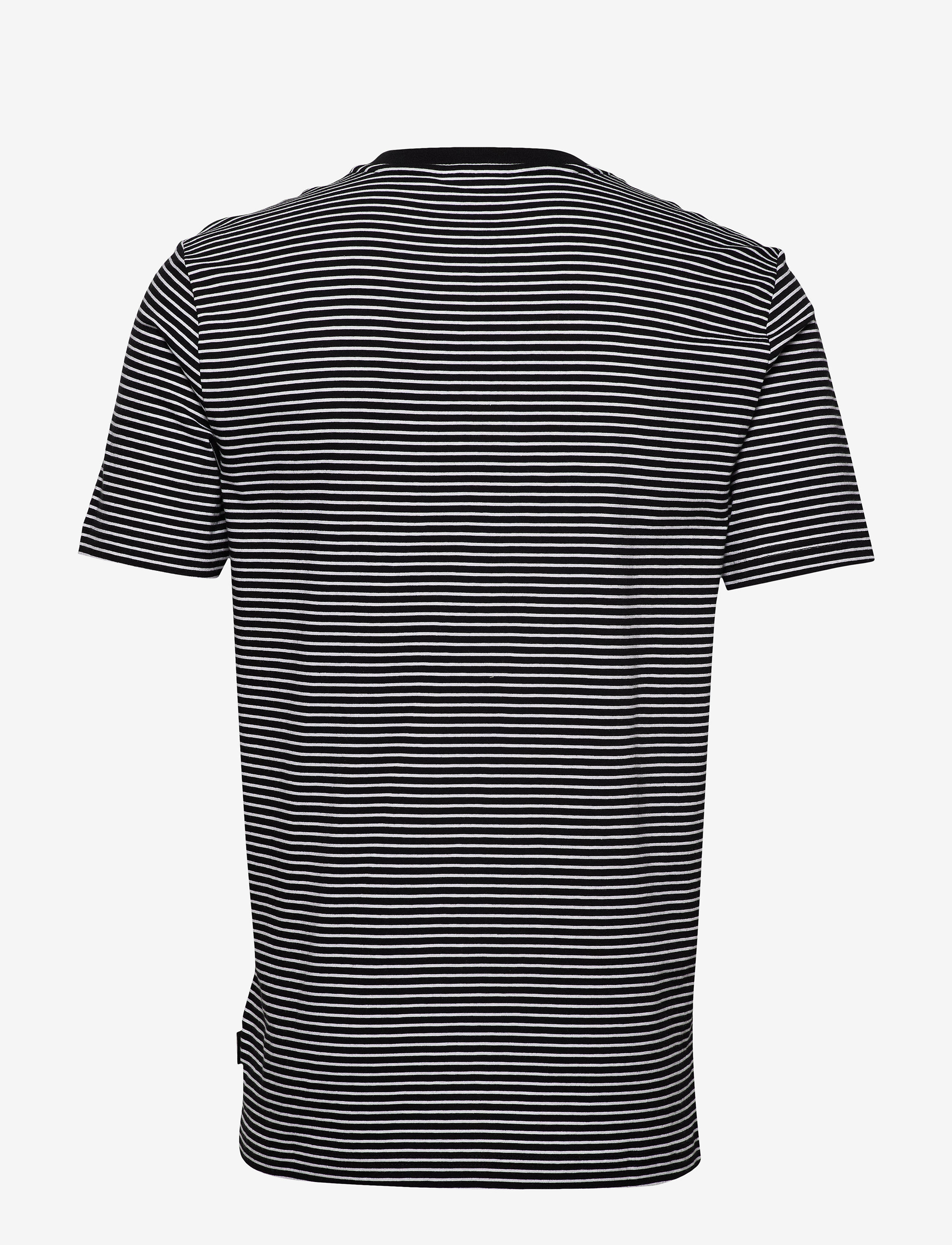 Calvin Klein - SMALL STRIPES CHEST LOGO T-SHIRT - stripe - black / white - 1