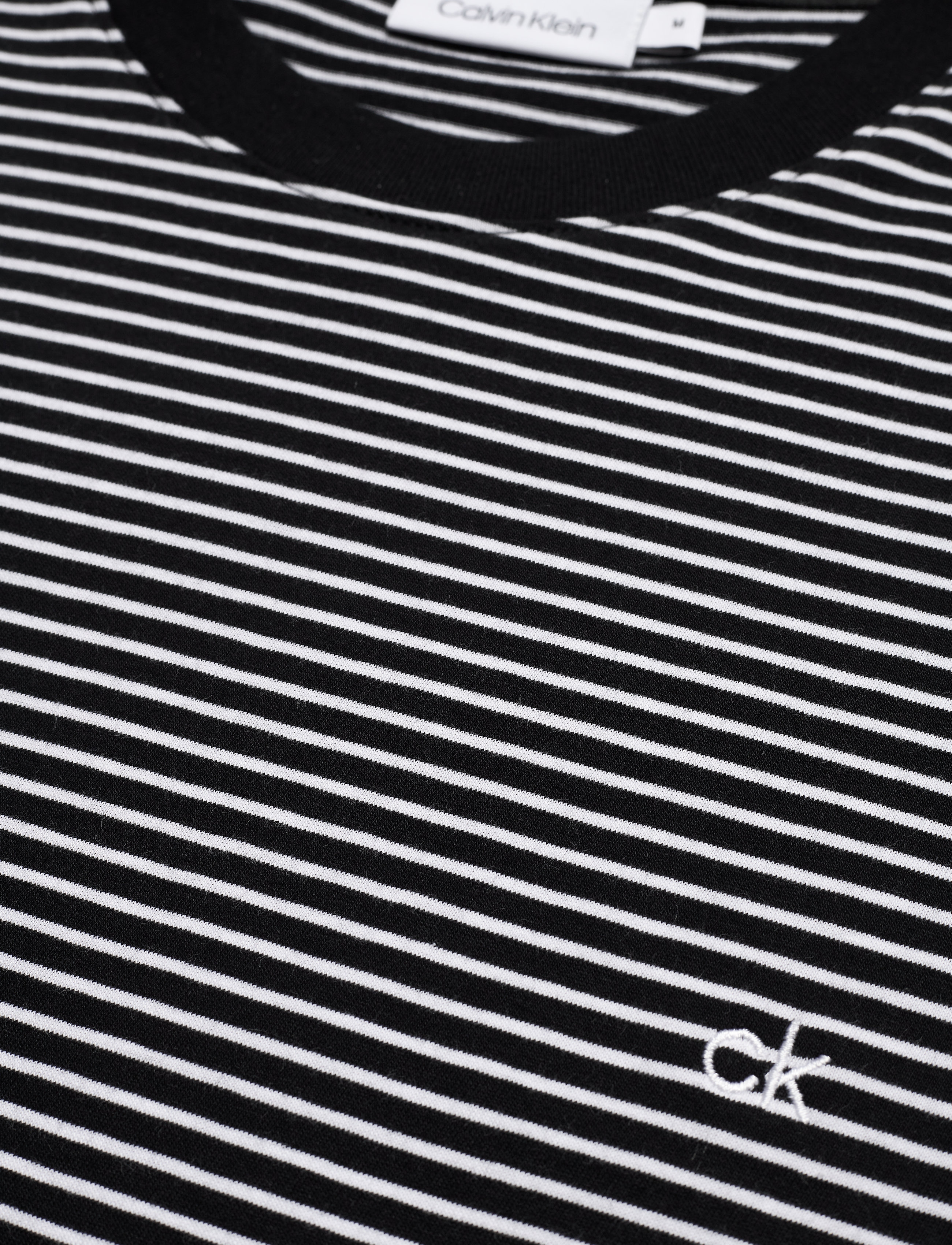 Calvin Klein - SMALL STRIPES CHEST LOGO T-SHIRT - stripe - black / white - 2