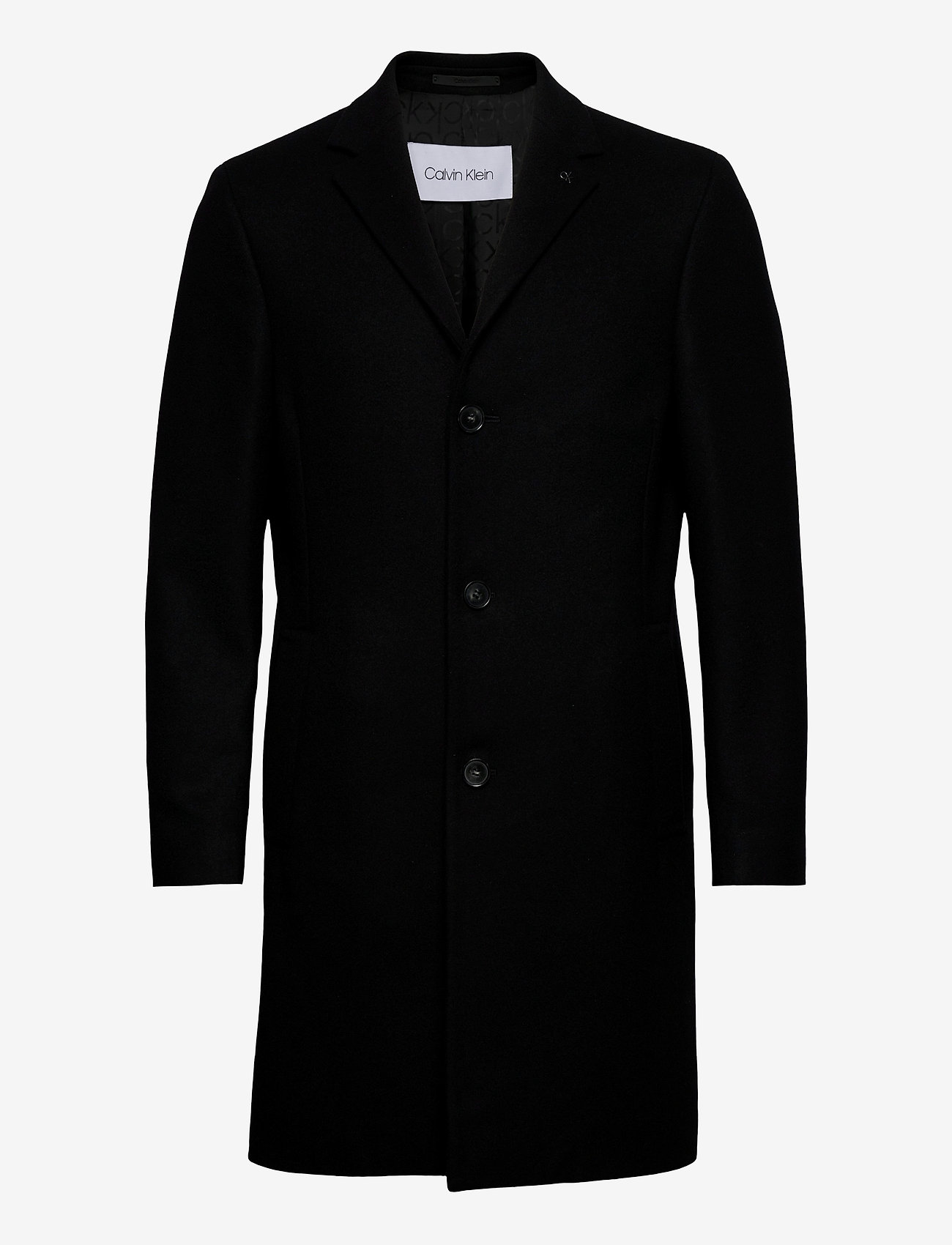 WOOL CASHMERE CROMBIE COAT - CK BLACK