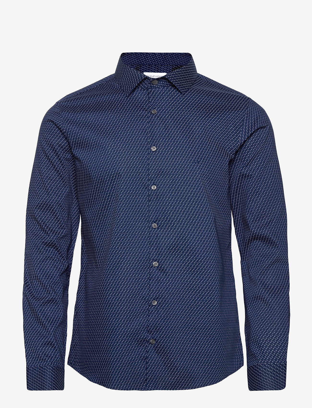 Calvin Klein - STRETCH COLLAR PRINT SLIM SHIRT - navy - 0