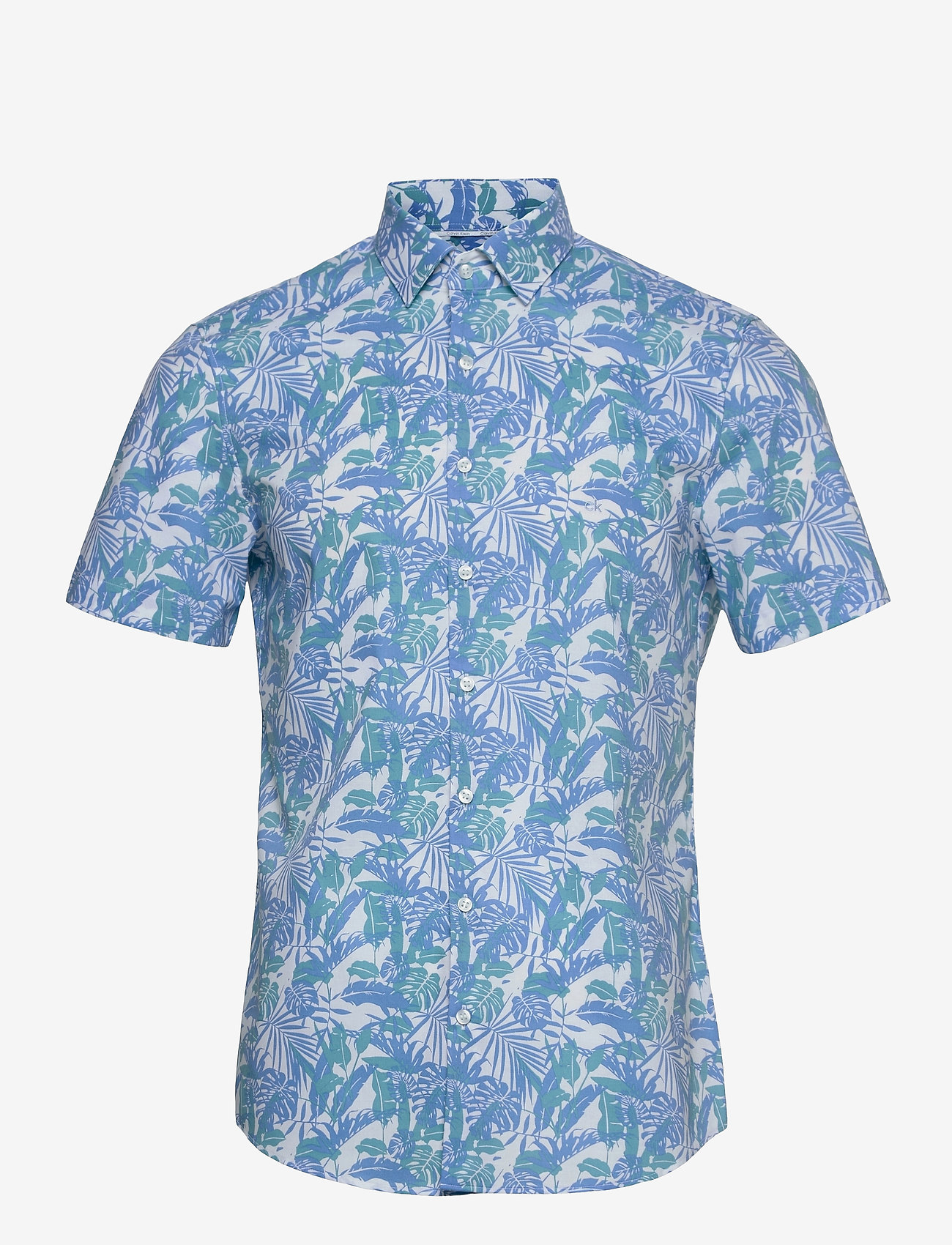 Calvin Klein - FLOWER STRETCH S/S SLIM SHIRT - fountain blue - 0
