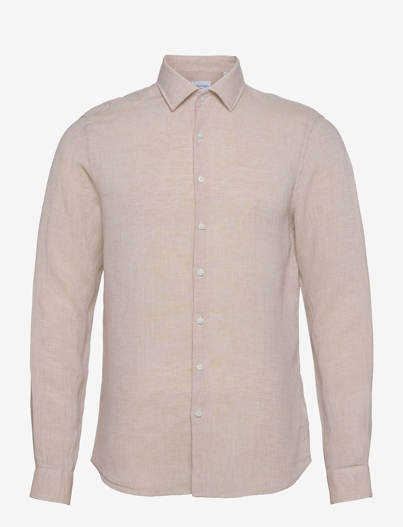 LINEN SOLID SLIM SHIRT - BLEACHED STONE