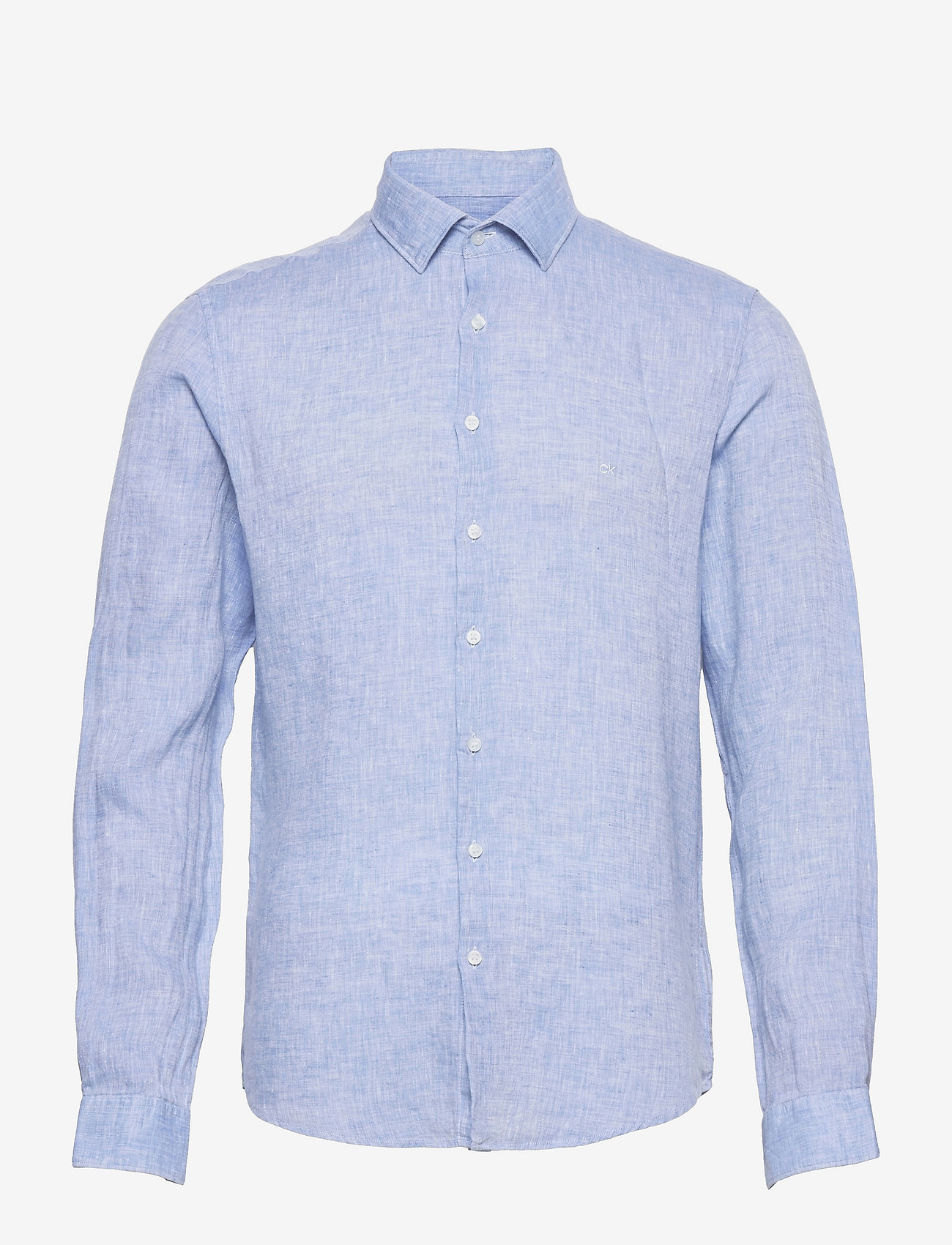 LINEN SOLID SLIM SHIRT - BLUE
