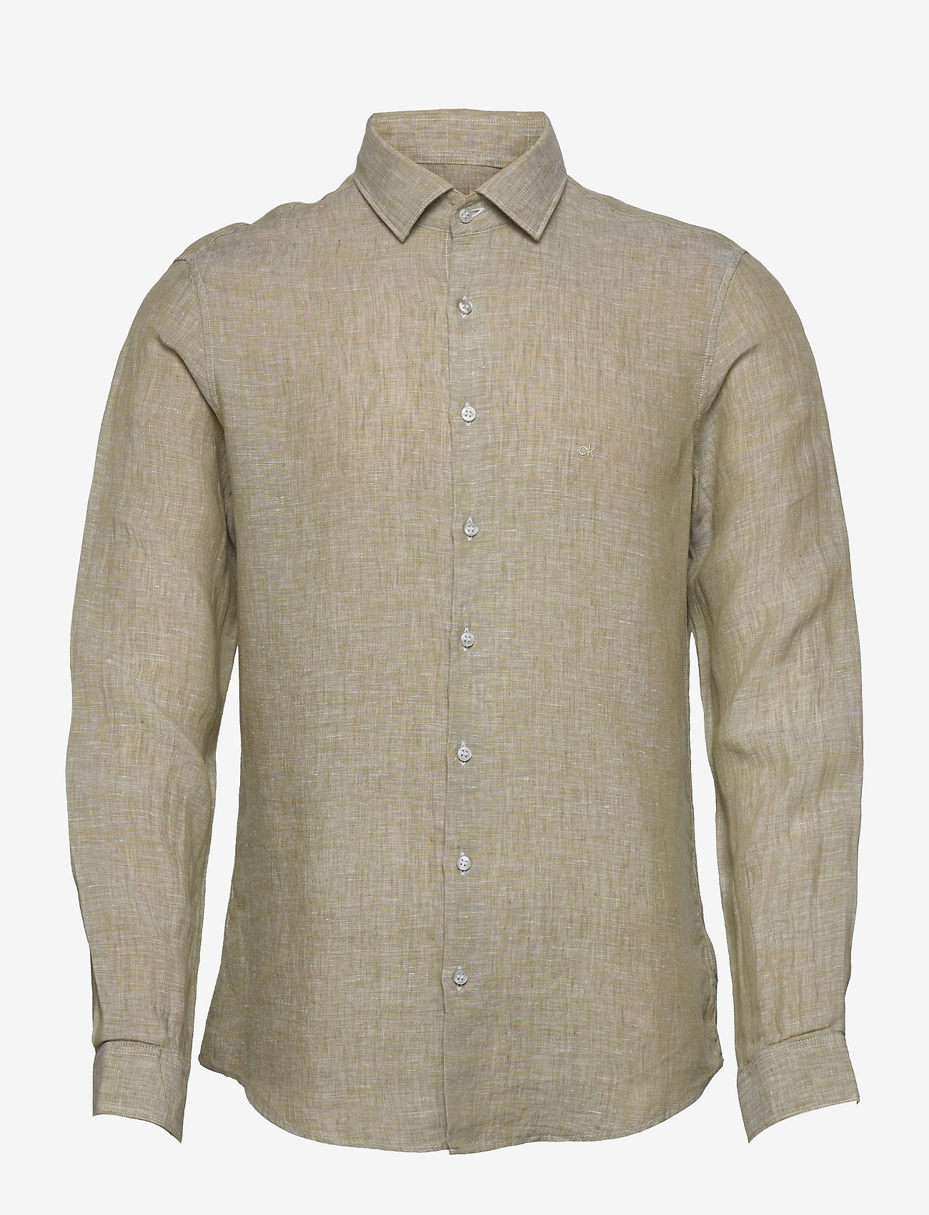 LINEN SOLID SLIM SHIRT - SEAGRASS