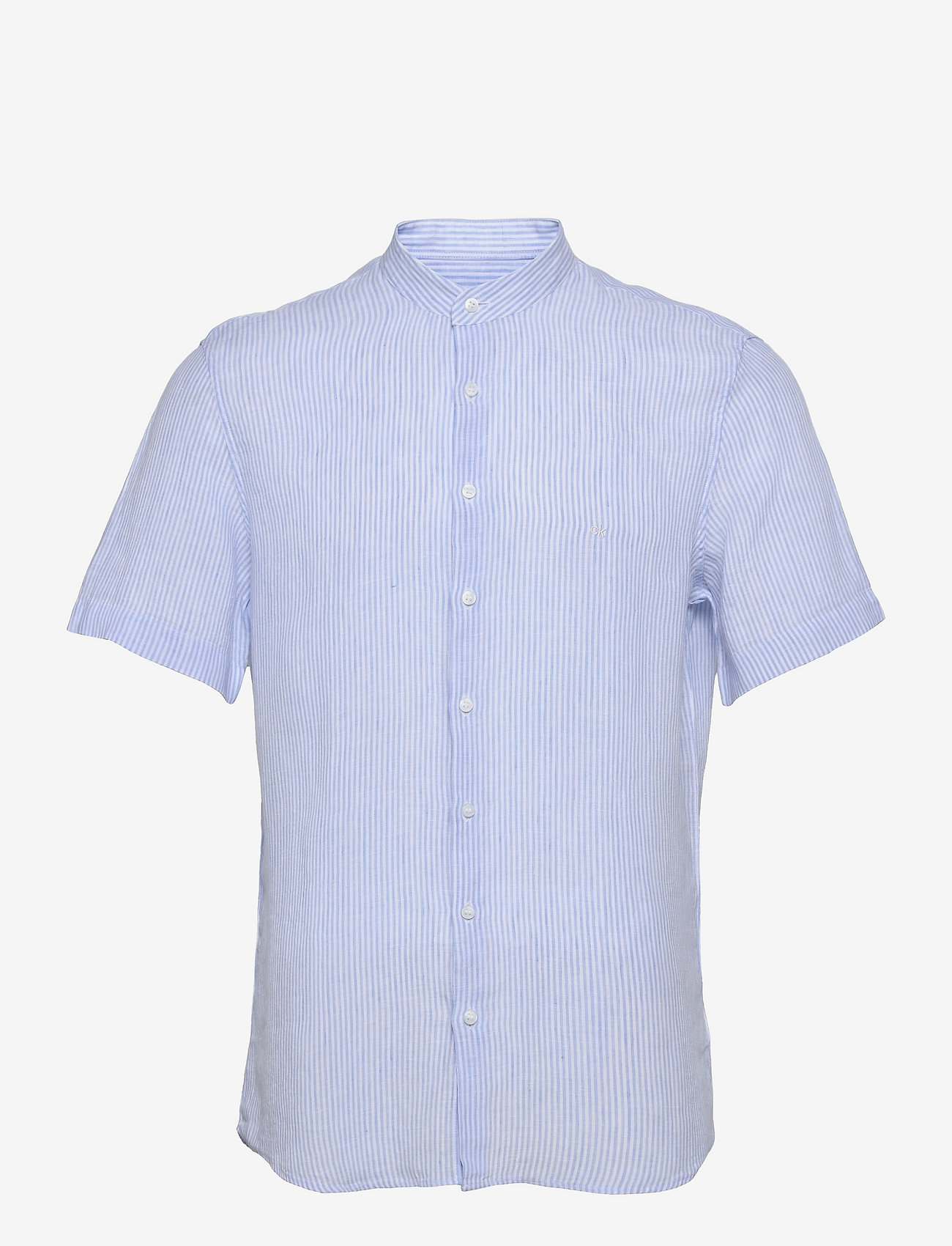 Calvin Klein - LINEN STRIPE S/S SLIM SHIRT - light blue - 0