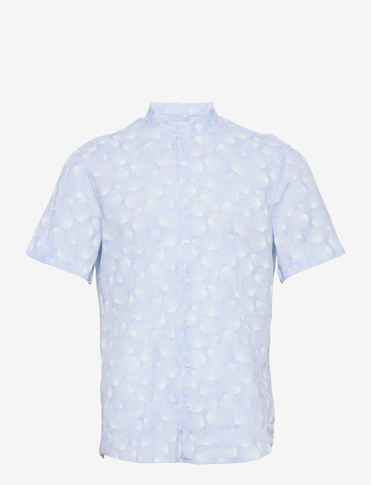 Calvin Klein - LINEN PRINT S/S SLIM SHIRT - light blue - 0