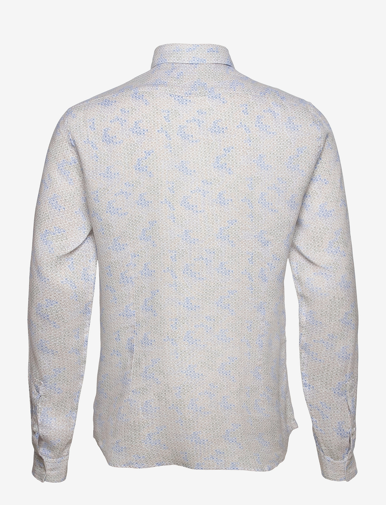 Calvin Klein - LINEN CK LOGO PRINT SLIM SHIRT - bleached stone - 1