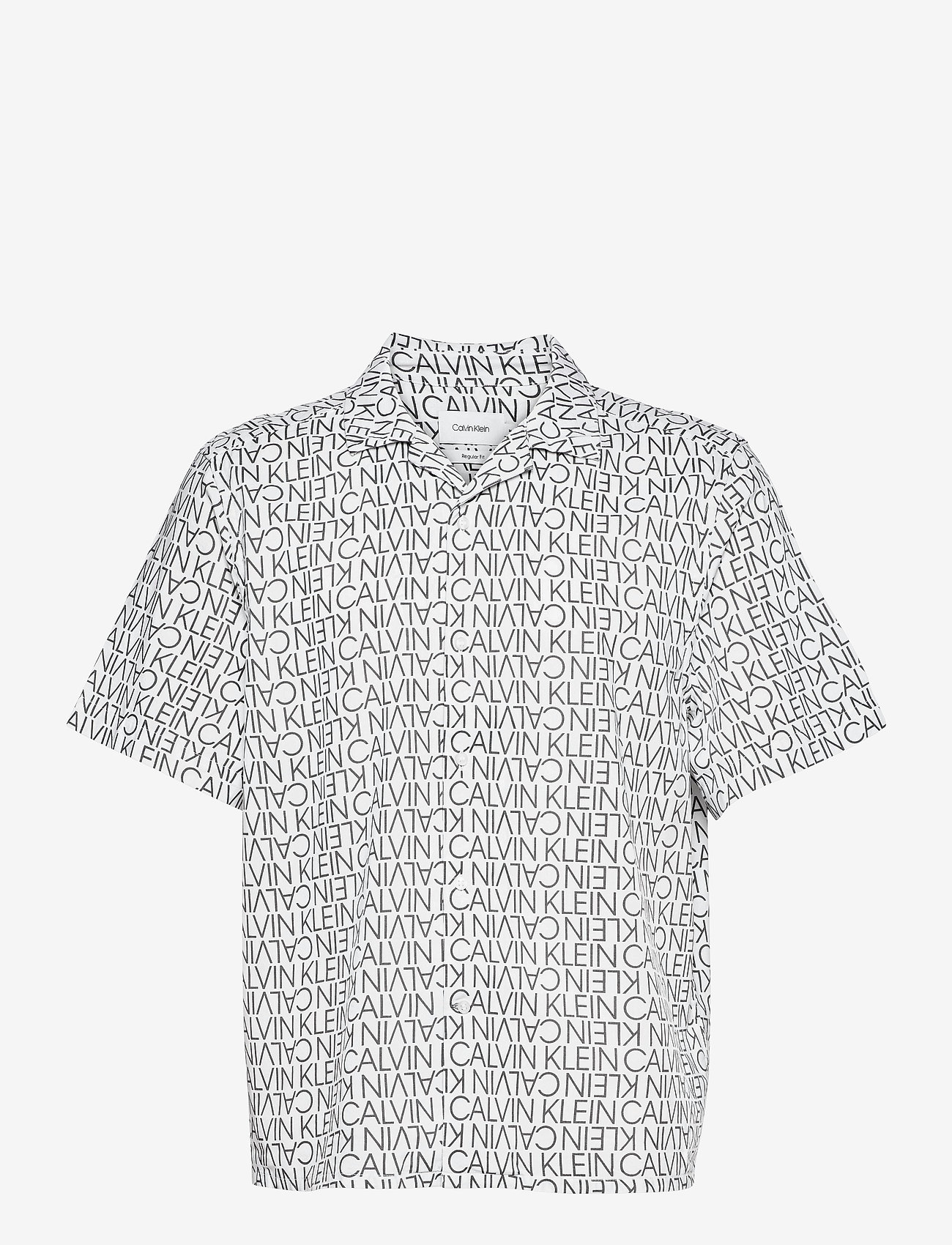 Calvin Klein - CUBAN COLLAR LOGO PRINT SHIRT - bright white - 0
