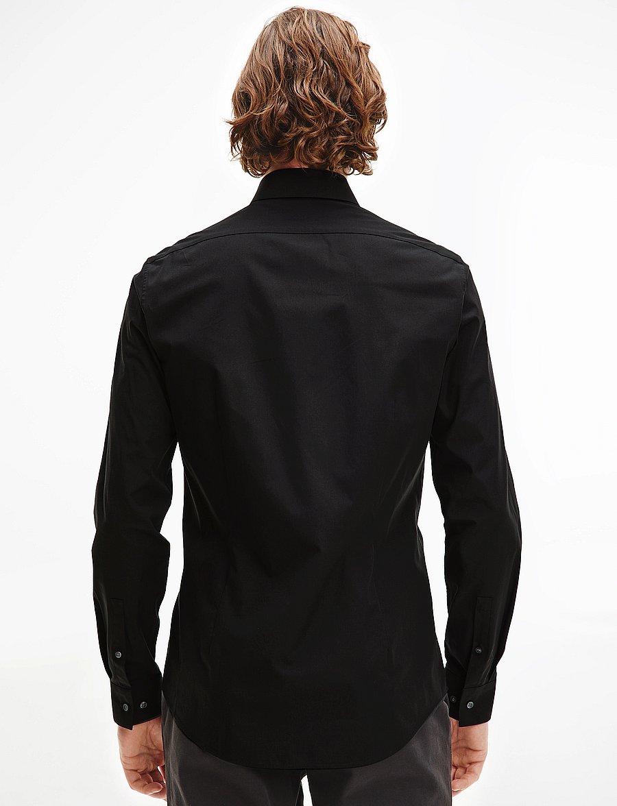 Calvin Klein - POPLIN STRETCH SLIM SHIRT - formelle hemden - black - 3