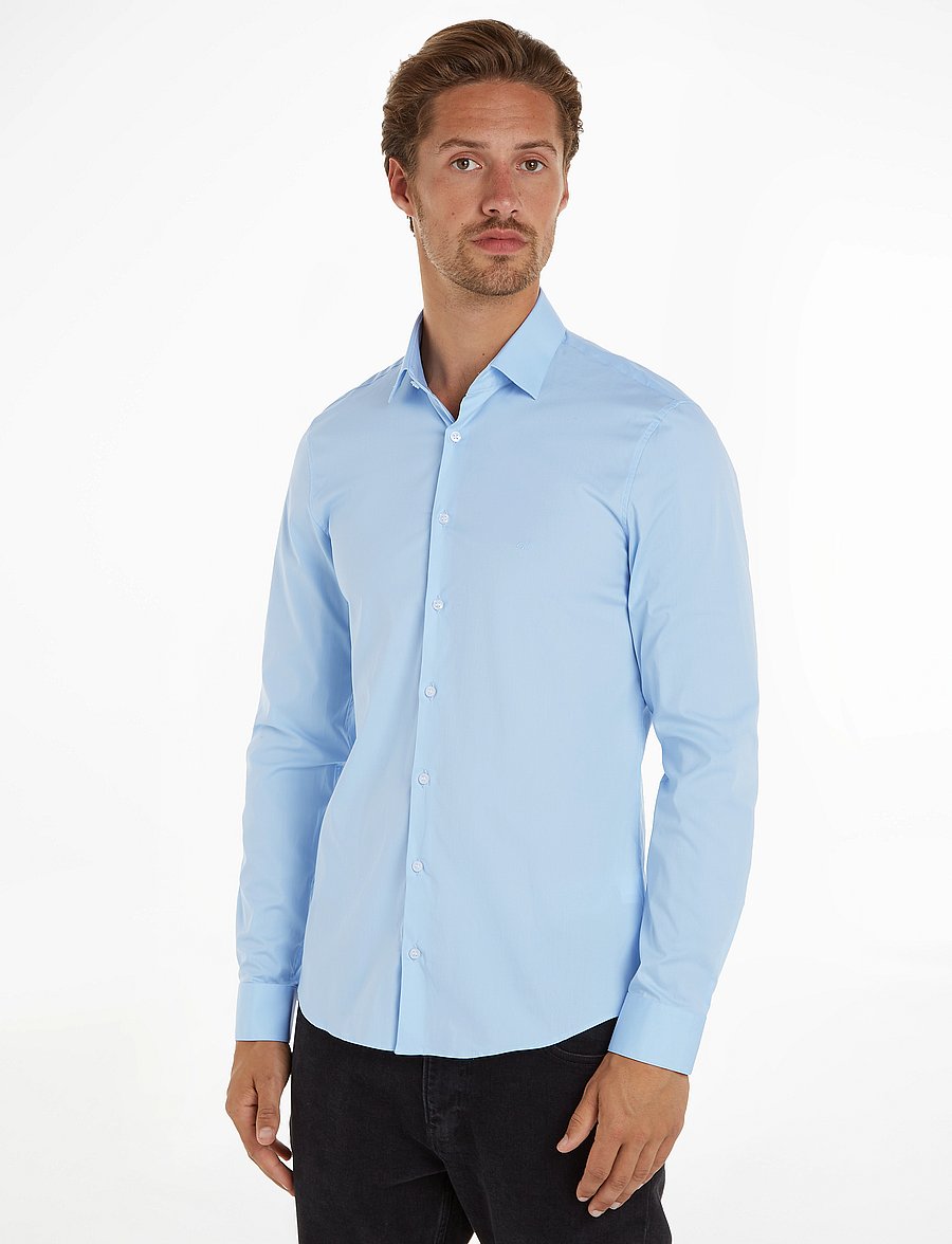 Calvin Klein - POPLIN STRETCH SLIM SHIRT - pidulikud särgid - calm blue - 0