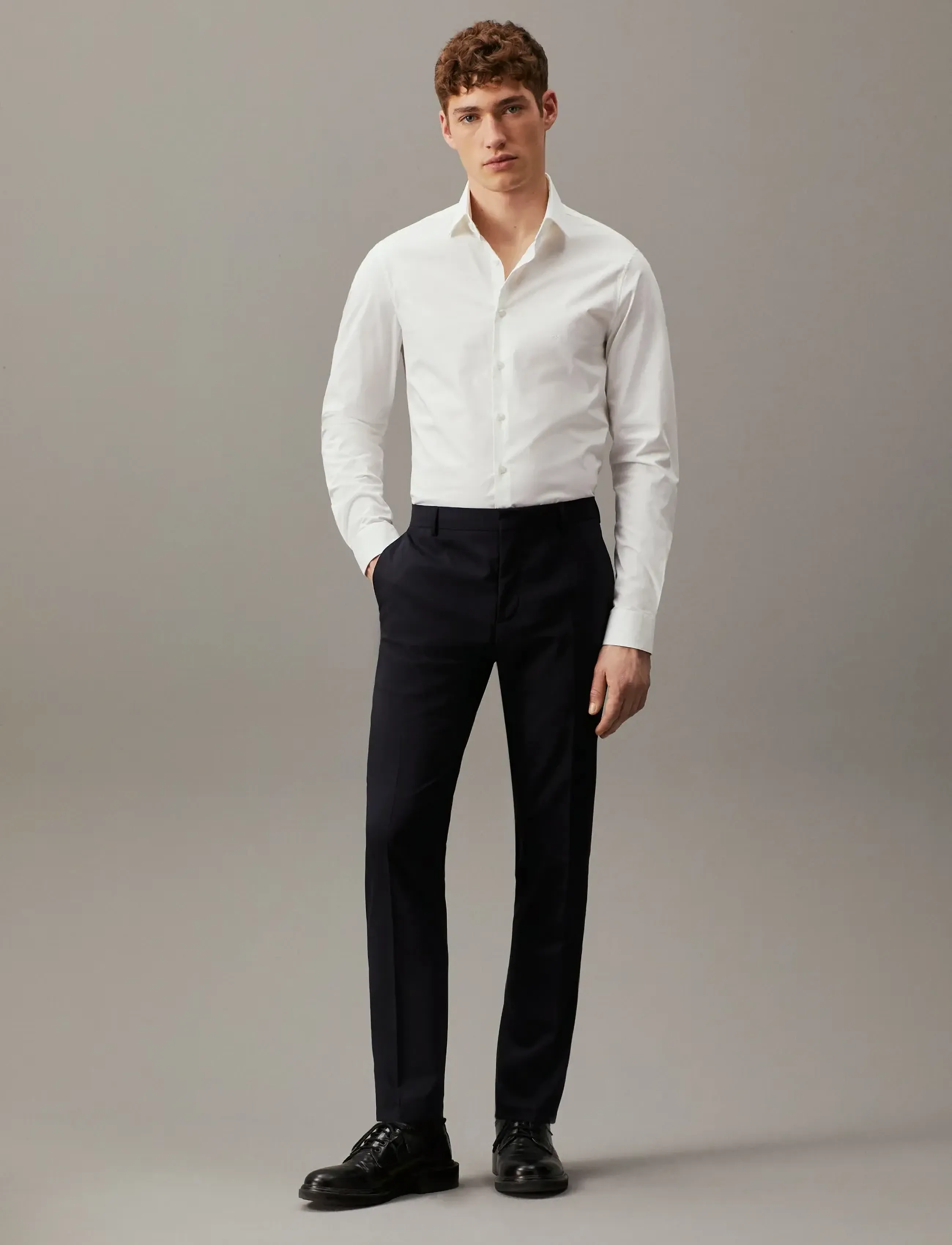 Calvin Klein - POPLIN STRETCH SLIM SHIRT - formelle skjorter - white - 3