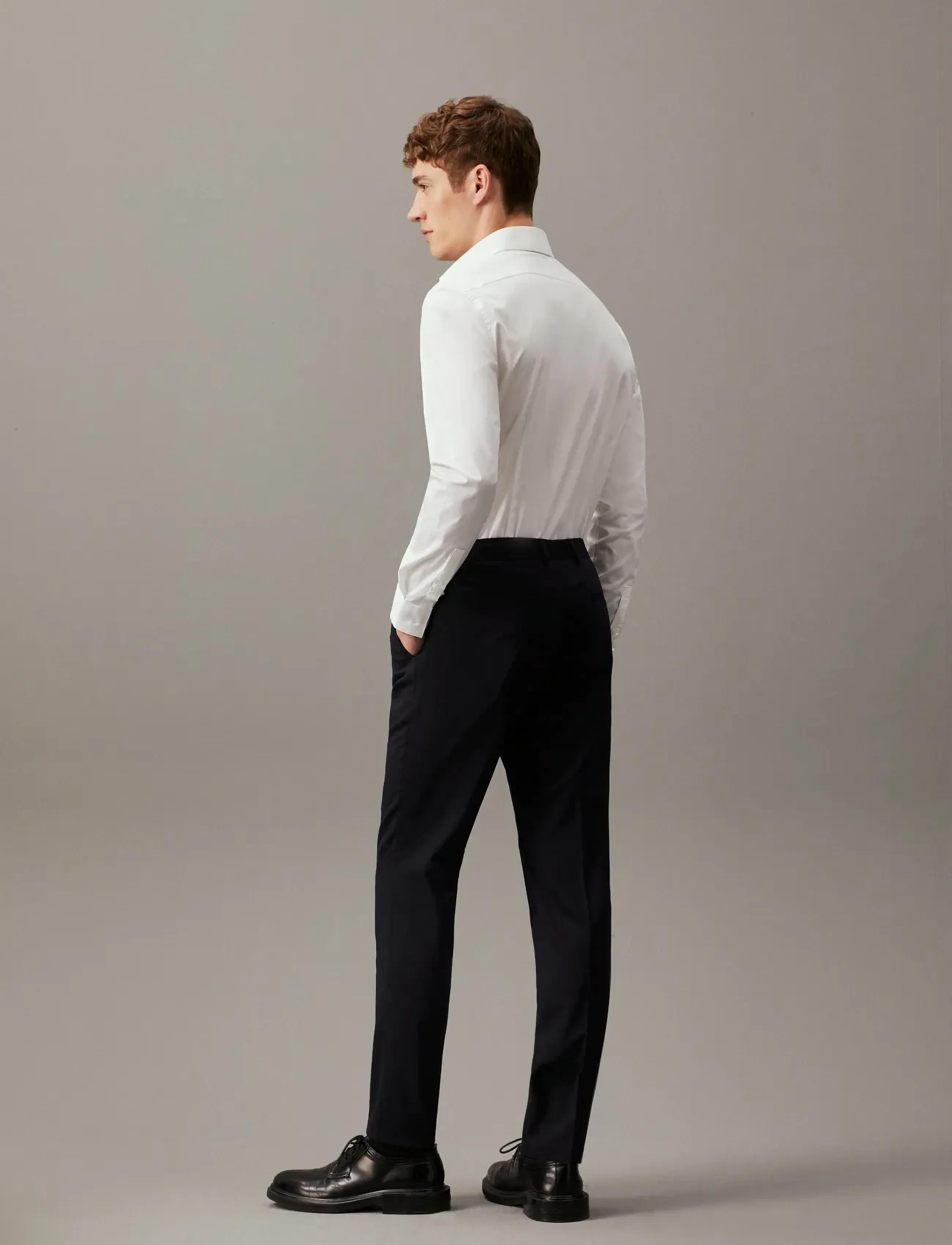 Calvin Klein - POPLIN STRETCH SLIM SHIRT - formelle skjorter - white - 4