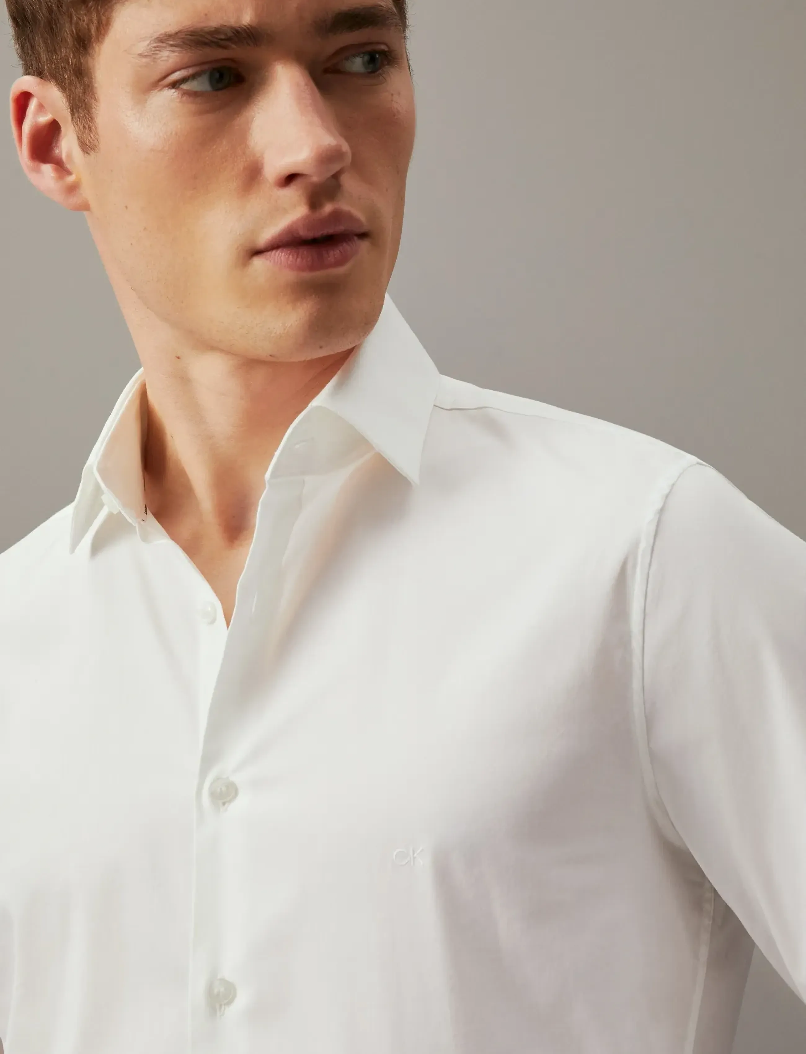 Calvin Klein - POPLIN STRETCH SLIM SHIRT - formelle skjorter - white - 5