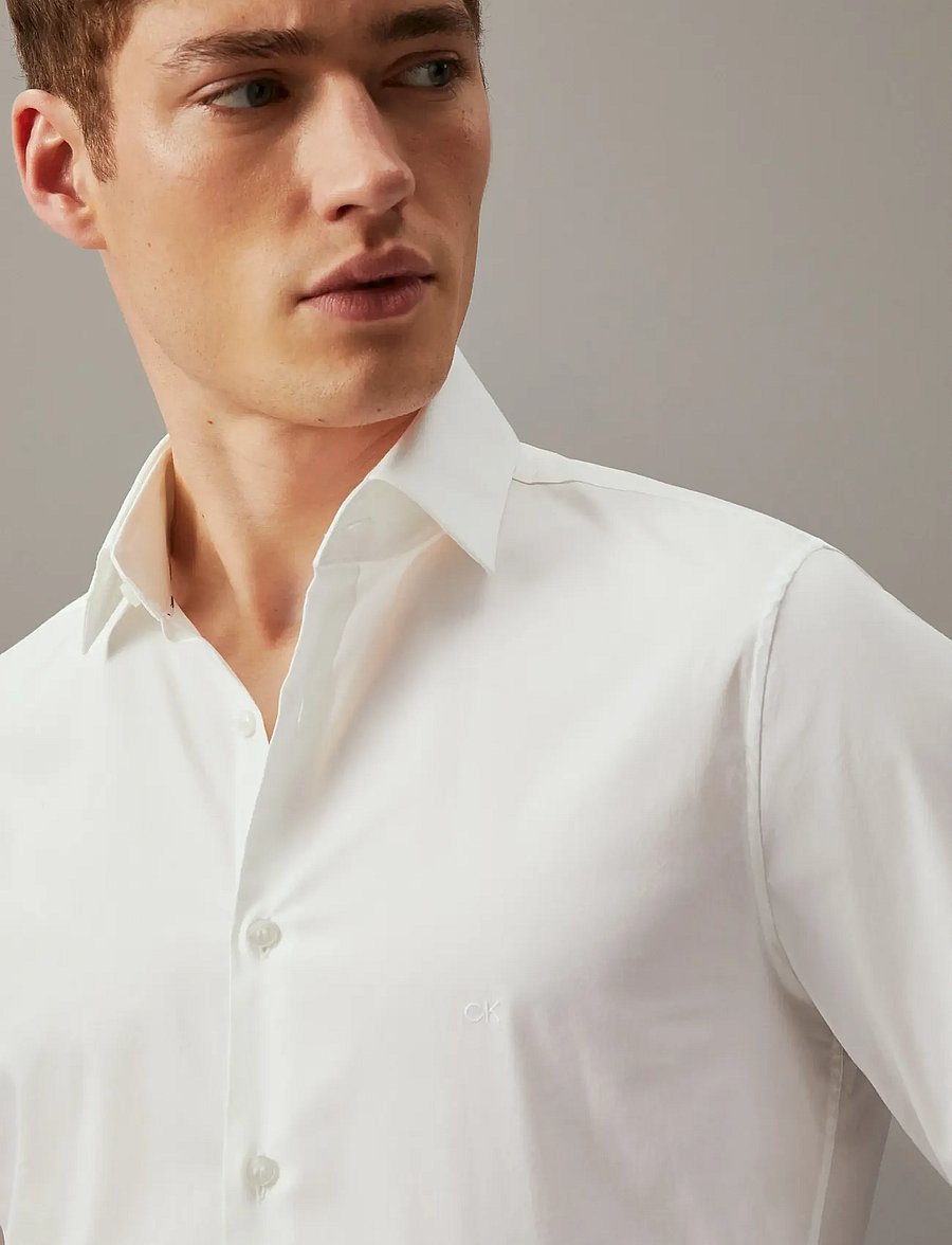Calvin Klein - POPLIN STRETCH SLIM SHIRT - formelle hemden - white - 5